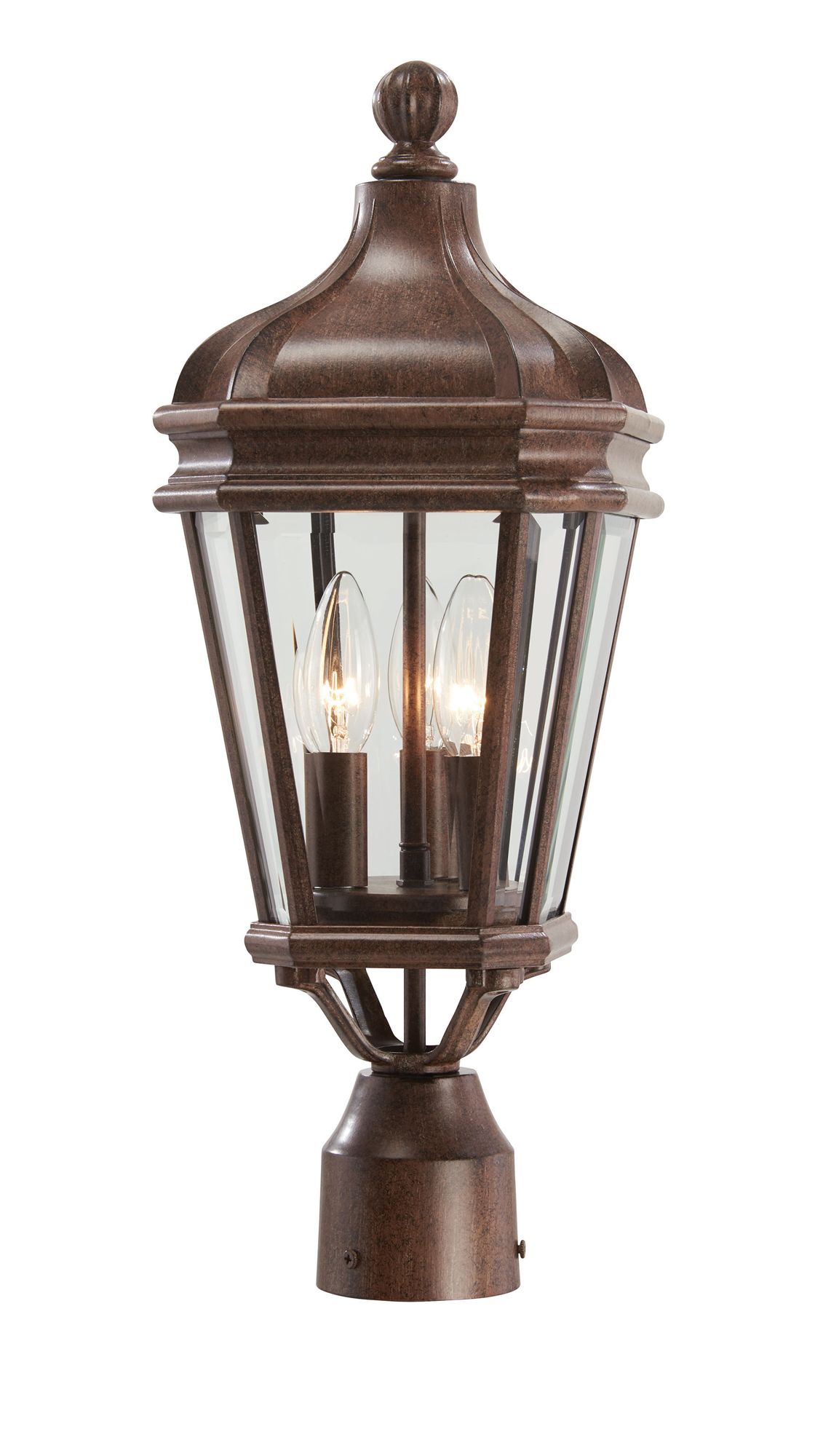 Thumbnail2 of The Great Outdoors Harrison 3-Light Vintage Rust Post Mount Lantern more views