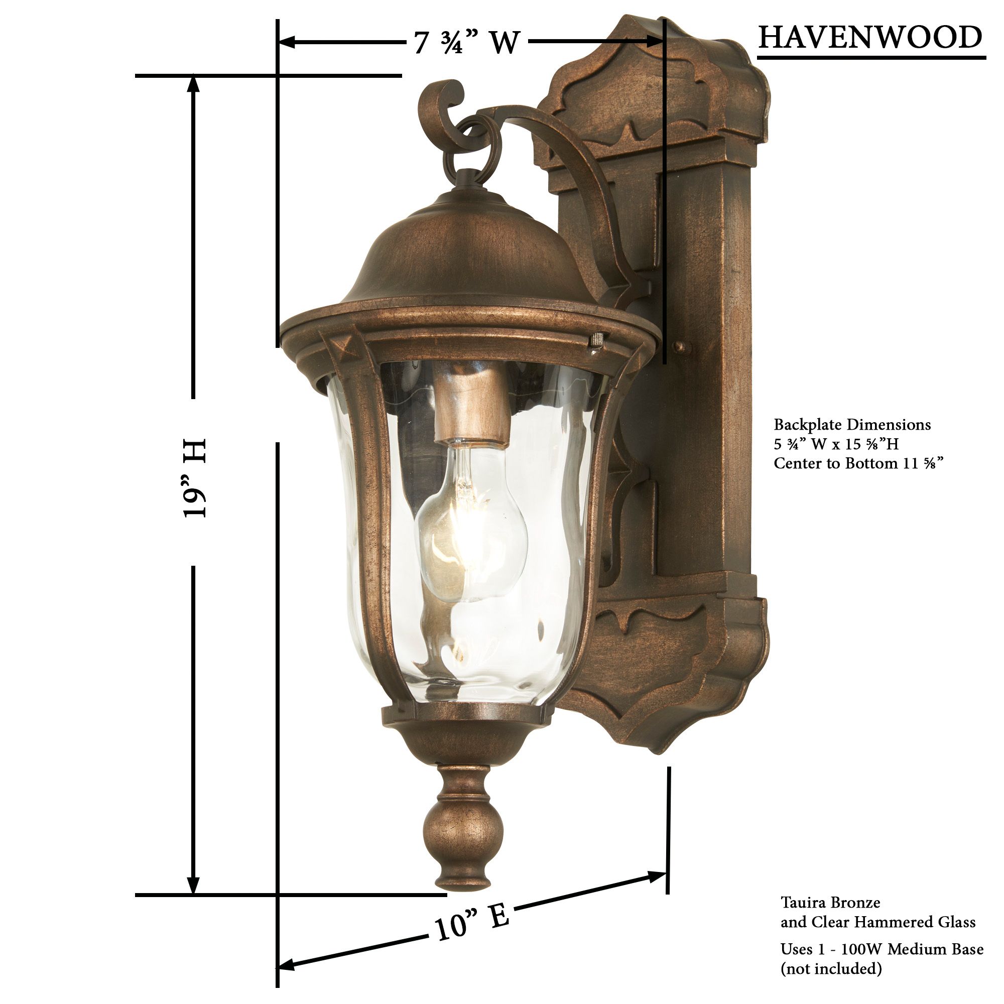Image 5 The Great Outdoors Havenwood 1-Light Tauira Bronze Outdoor Wall Mount more views