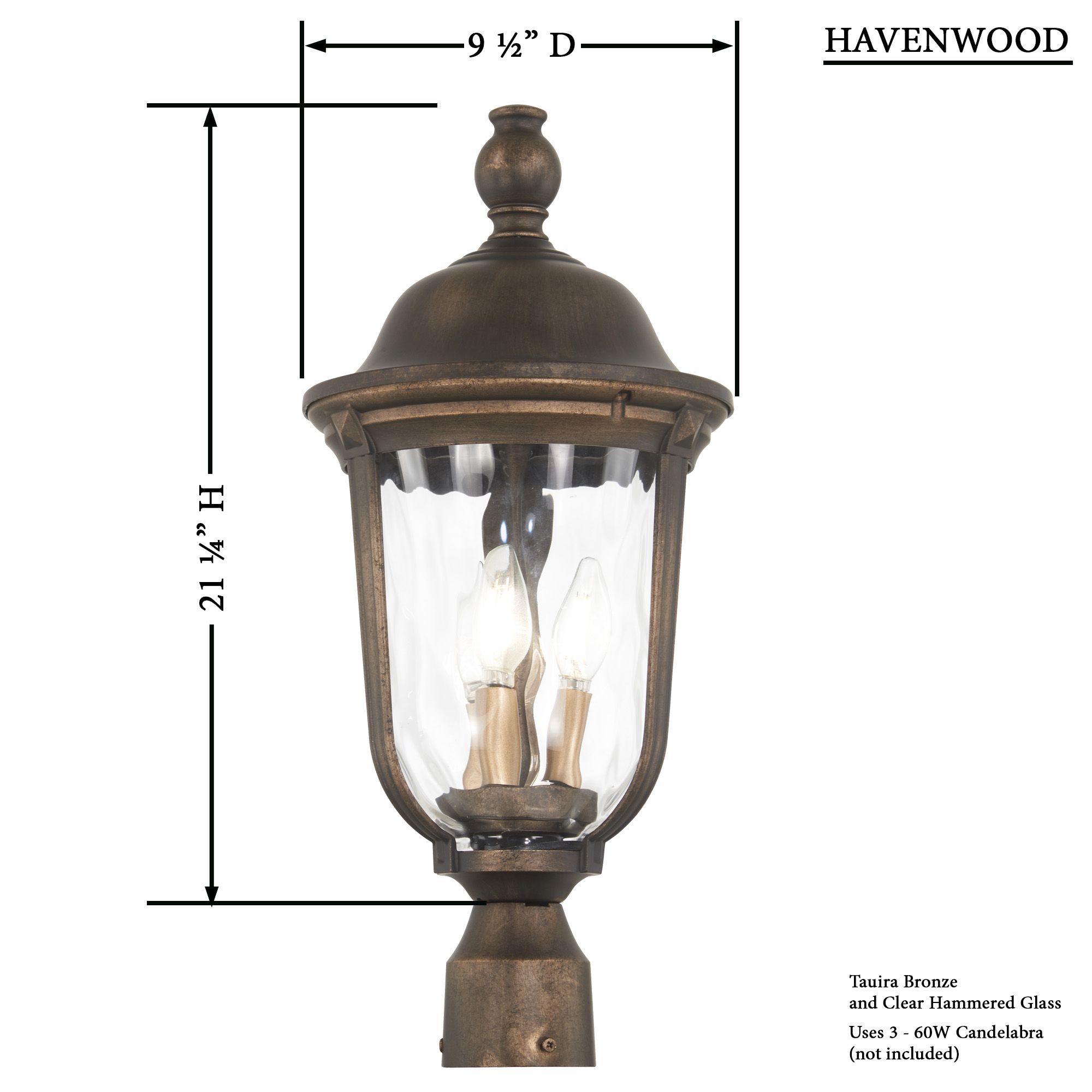 Image 5 The Great Outdoors Havenwood 3-Light Bronze and Silver Outdoor Post Mount more views