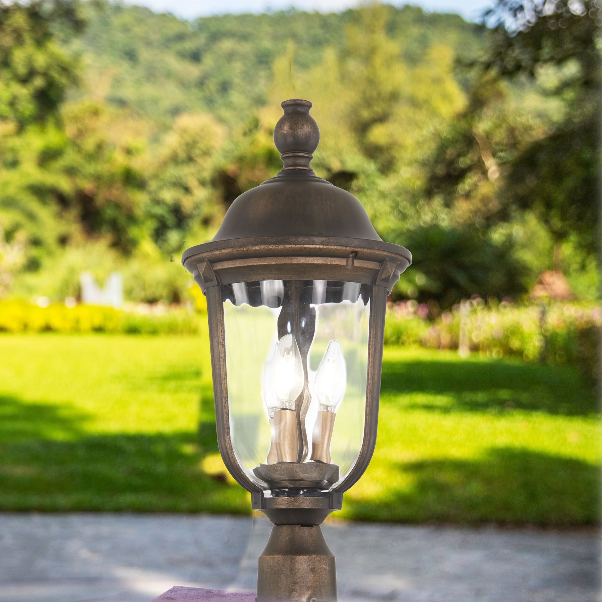 Image 6 The Great Outdoors Havenwood 3-Light Bronze and Silver Outdoor Post Mount more views