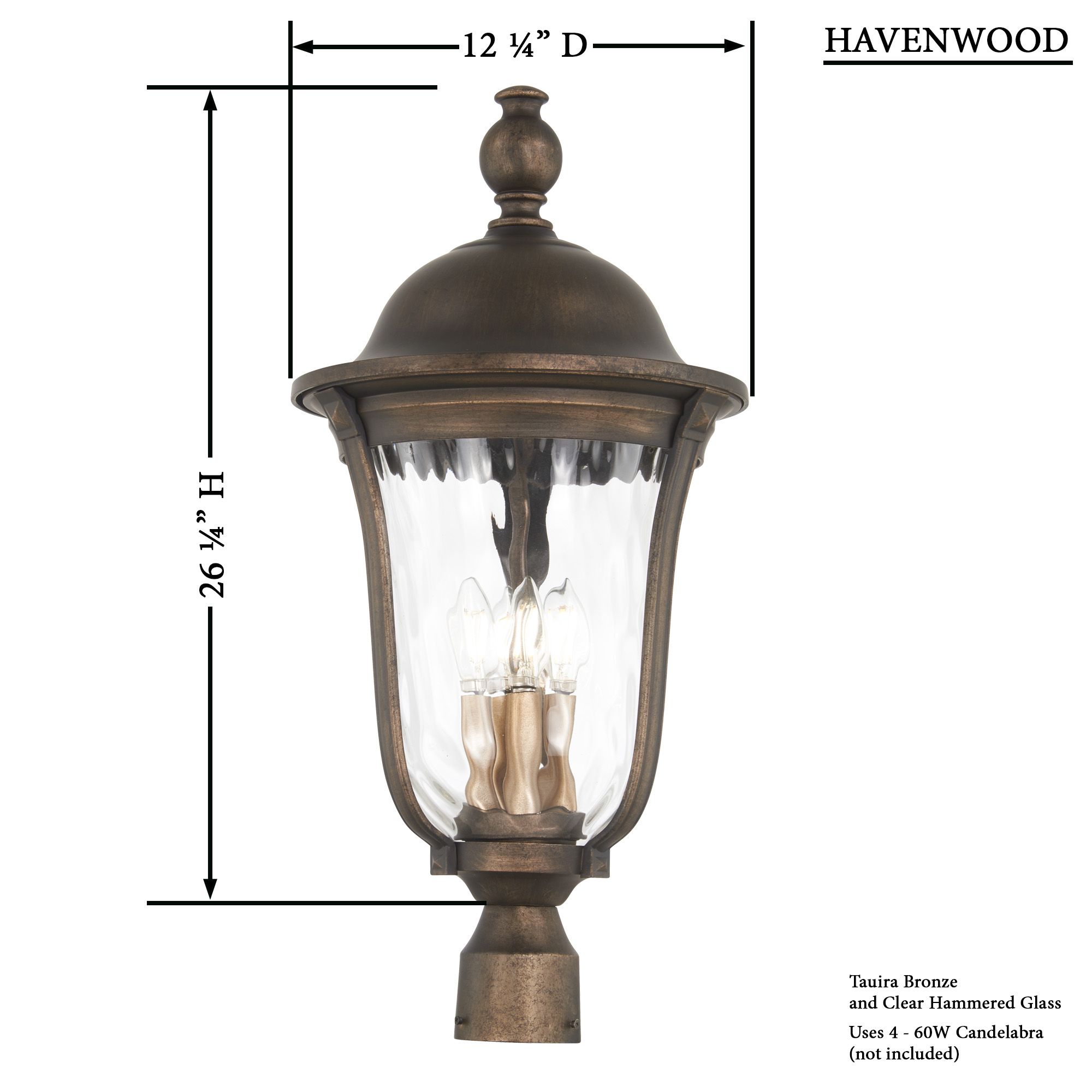 Image 5 The Great Outdoors Havenwood 4-Light Bronze and Silver Post Mount Lantern more views