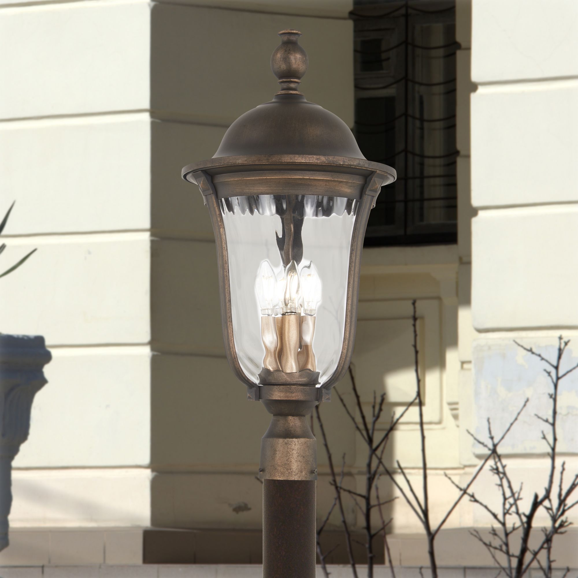 Image 6 The Great Outdoors Havenwood 4-Light Bronze and Silver Post Mount Lantern more views