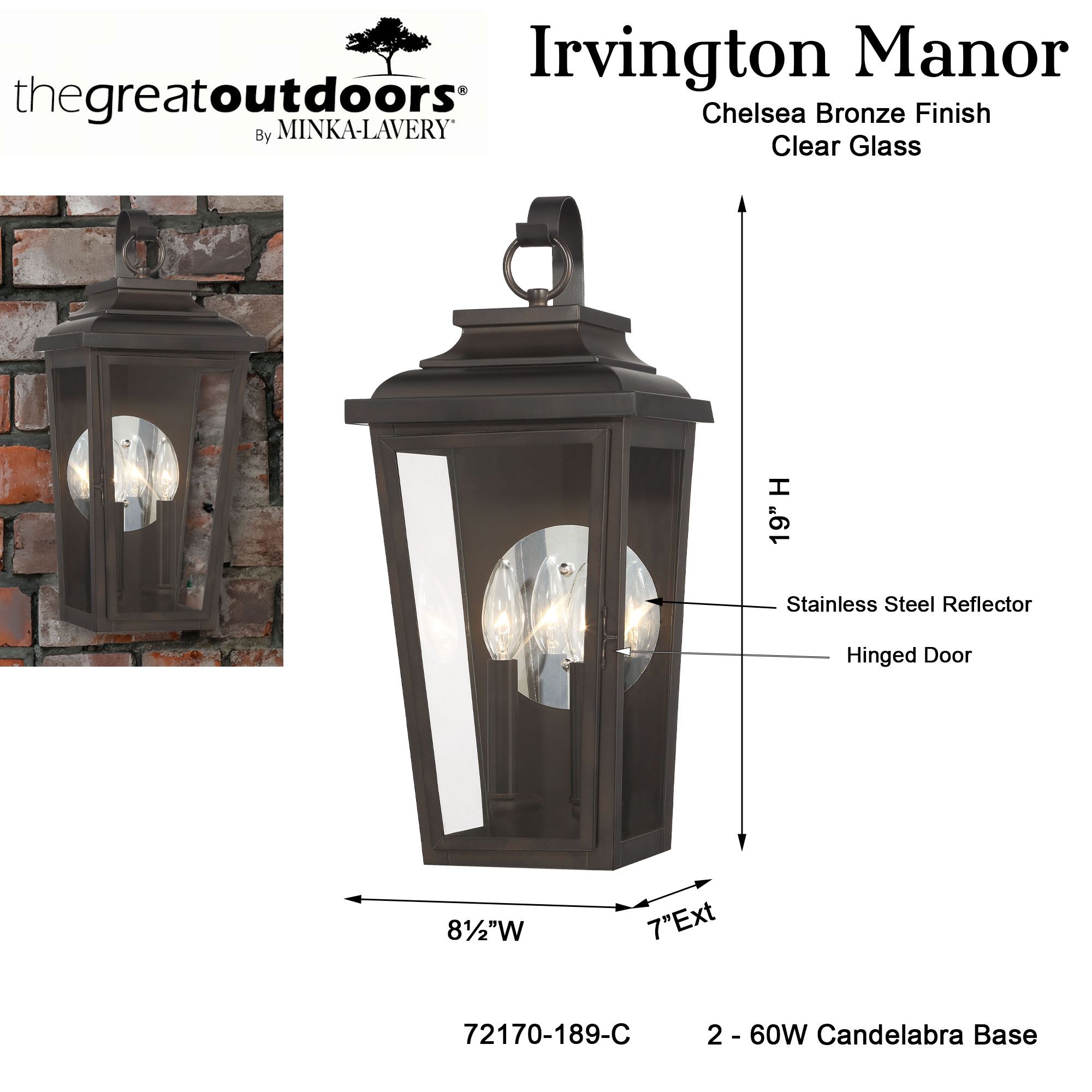 Image 3 The Great Outdoors Irvington Manor 2-Light Chelesa Bronze Pocket Lantern more views