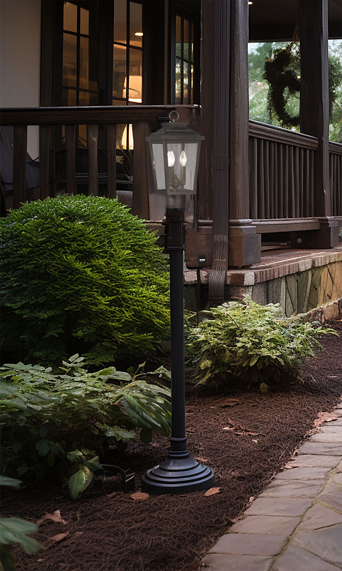 Image 7 The Great Outdoors Irvington Manor 3-Light Chelesa Bronze Post Mount more views