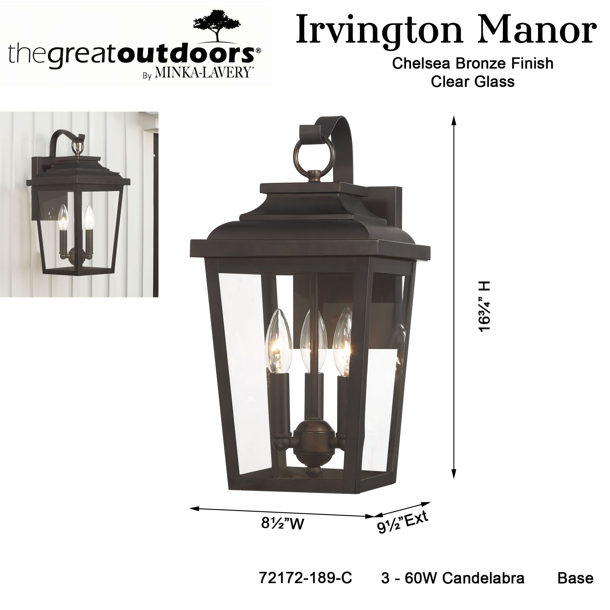 The Great Outdoors Irvington Manor 3-Light Chelesa Bronze Wall Mount