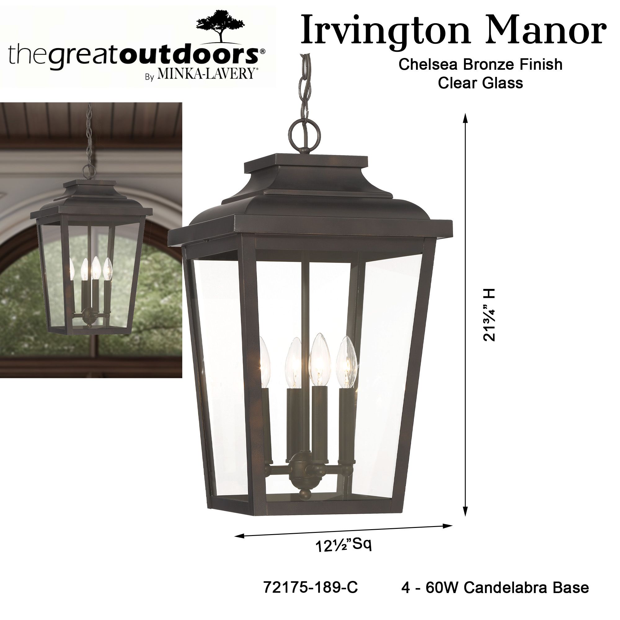 Image 7 The Great Outdoors Irvington Manor 4-Light Chelesa Bronze Chain Hung more views