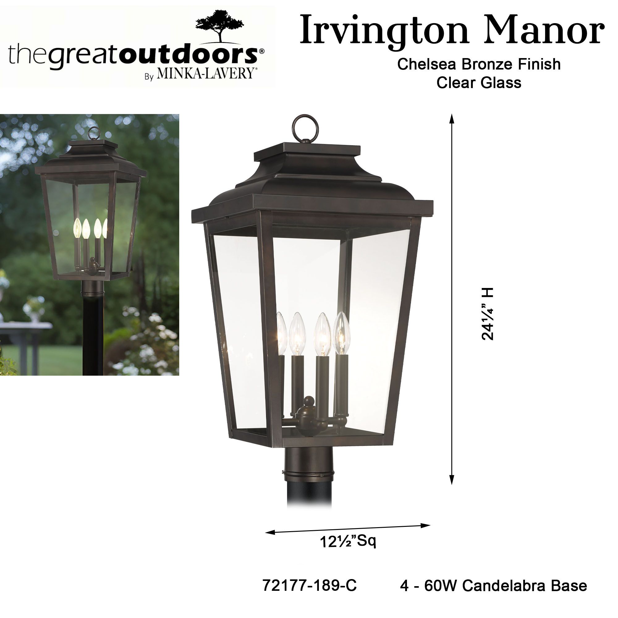 Image 5 The Great Outdoors Irvington Manor 4-Light Chelesa Bronze Post Mount more views