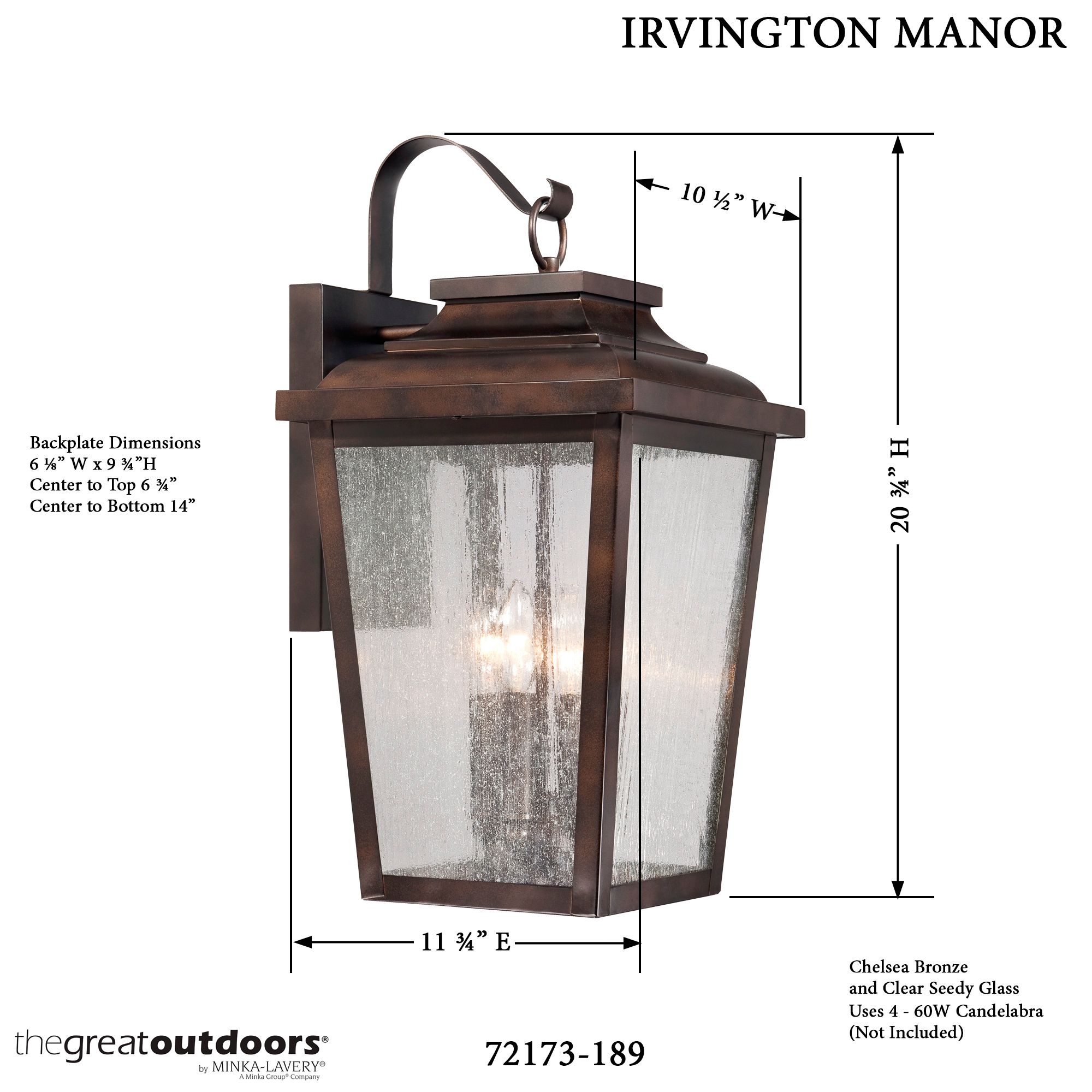 Image 6 The Great Outdoors Irvington Manor 4-Light Chelesa Bronze Wall Mount more views