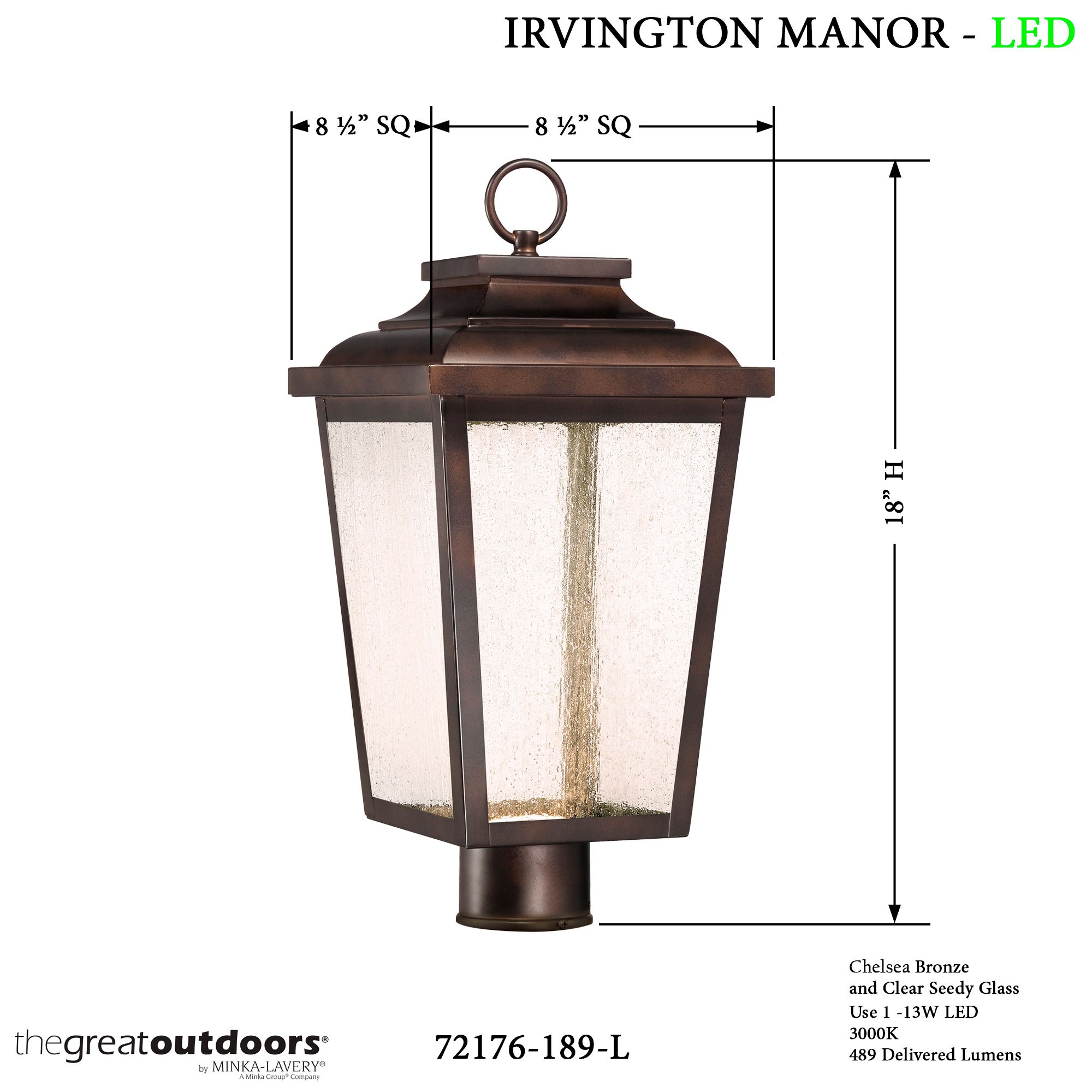Image 5 The Great Outdoors Irvington Manor LED Chelesa Bronze Outdoor Post Mount more views
