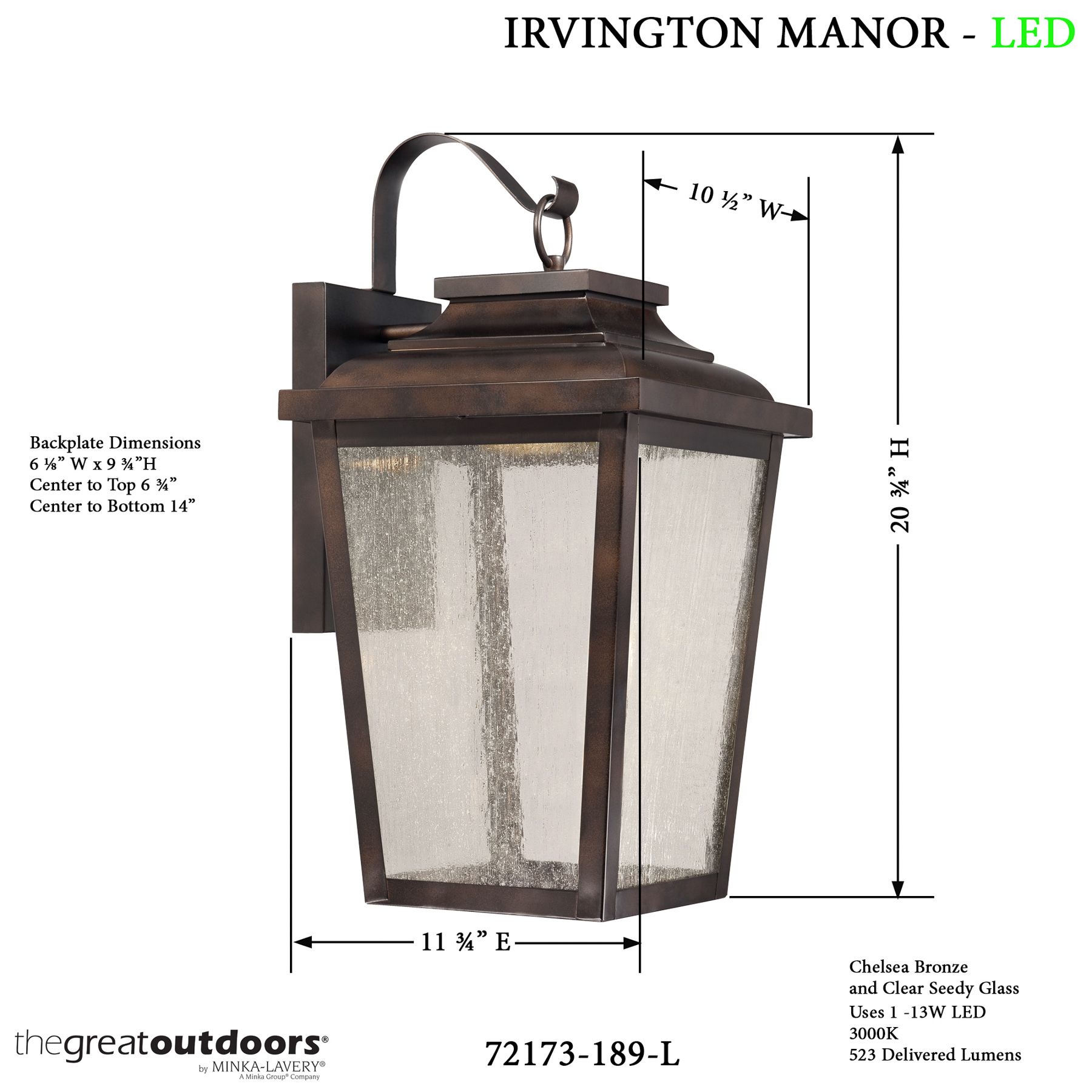 Image 6 The Great Outdoors Irvington Manor LED Chelesa Bronze Outdoor Wall Mount more views
