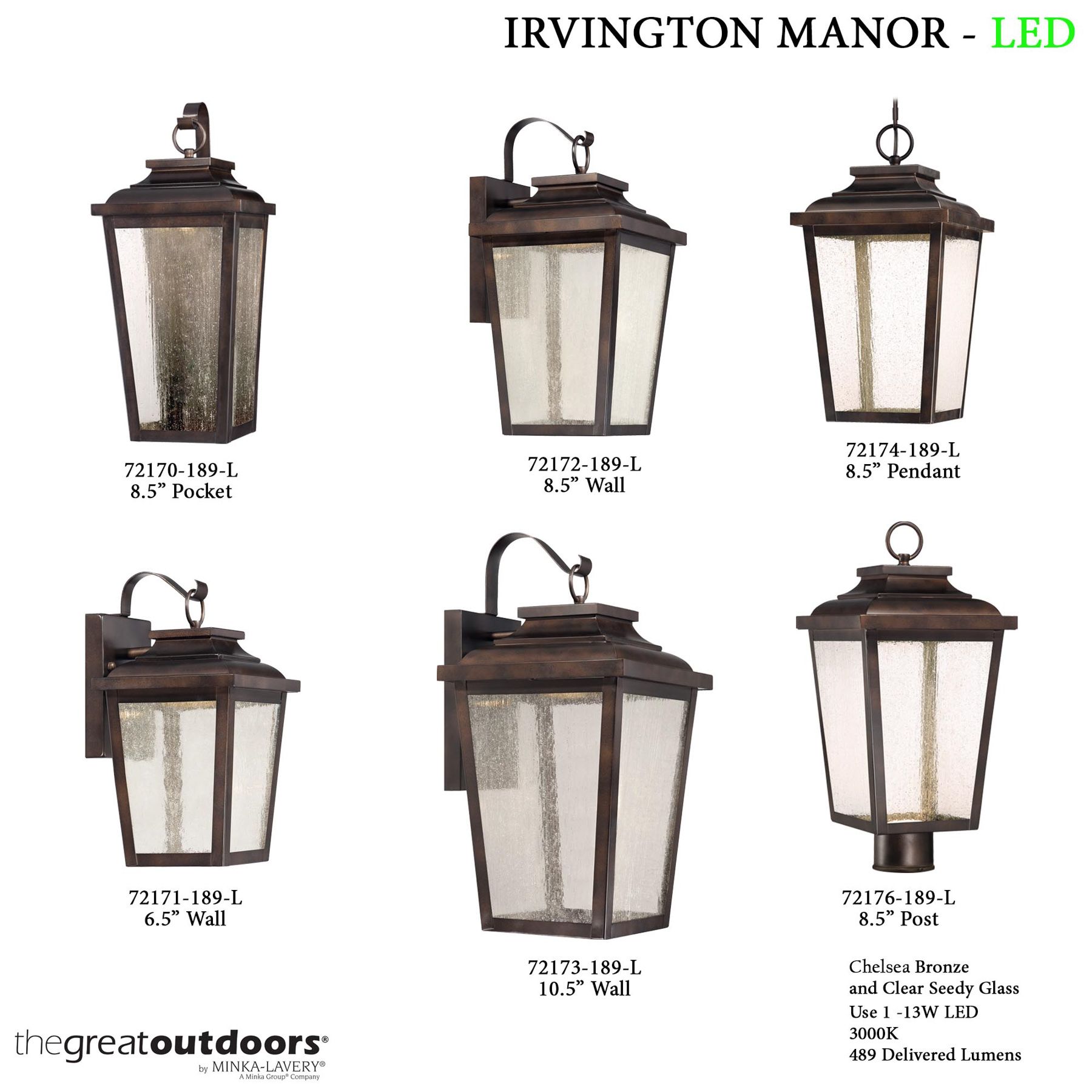 Image 5 The Great Outdoors Irvington Manor LED Chelesa Bronze Outdoor Wall Mount more views