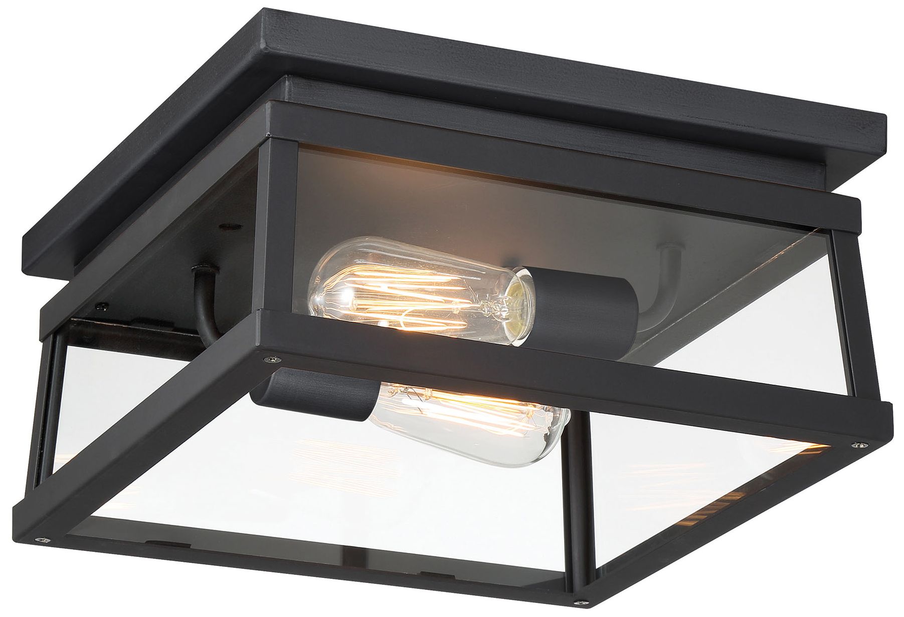 Image 2 The Great Outdoors Isla Vista 2-Light Black 12-inch Outdoor Flush Mount