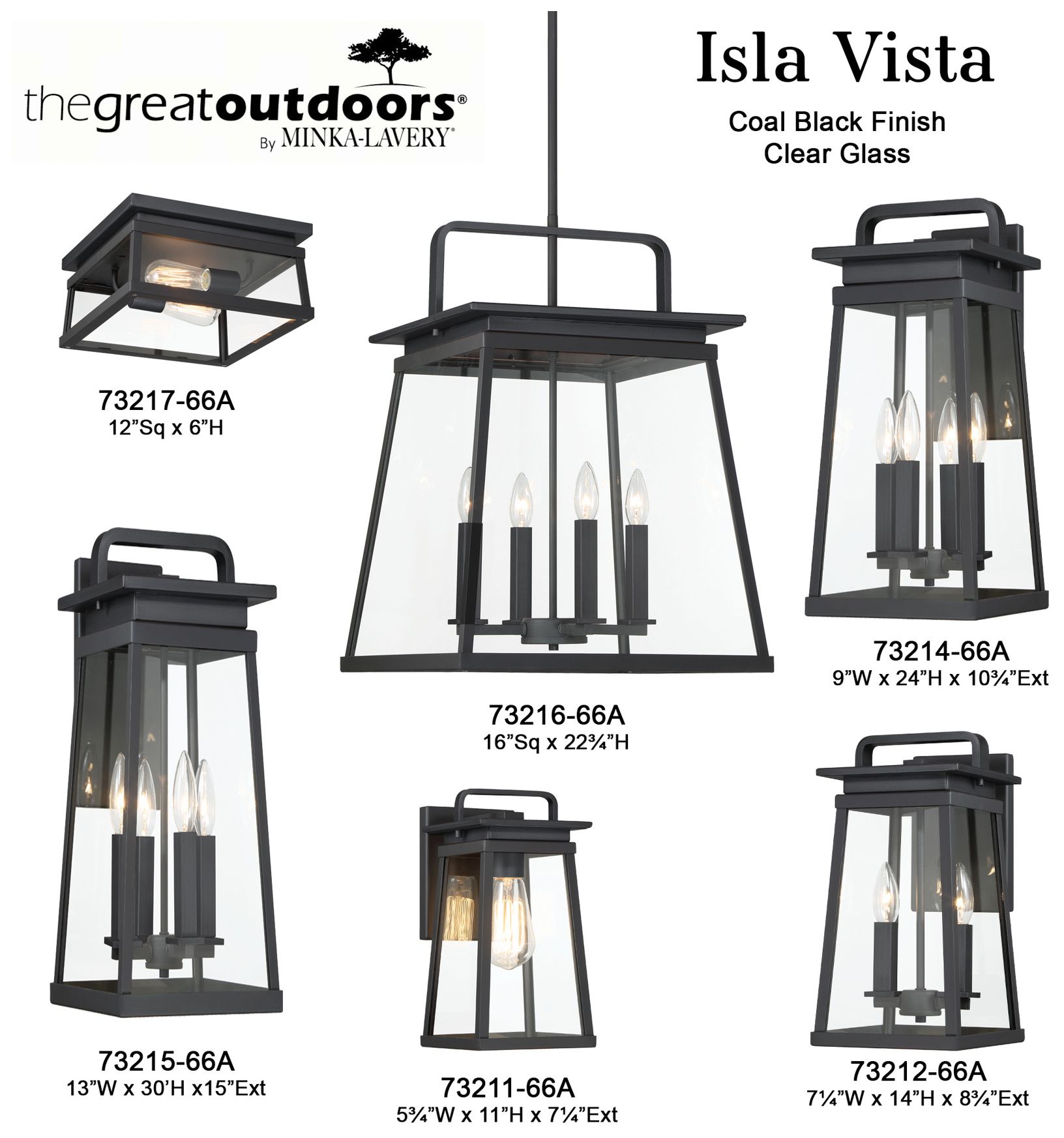 Image 7 The Great Outdoors Isla Vista 2-Light Black 12-inch Outdoor Flush Mount more views