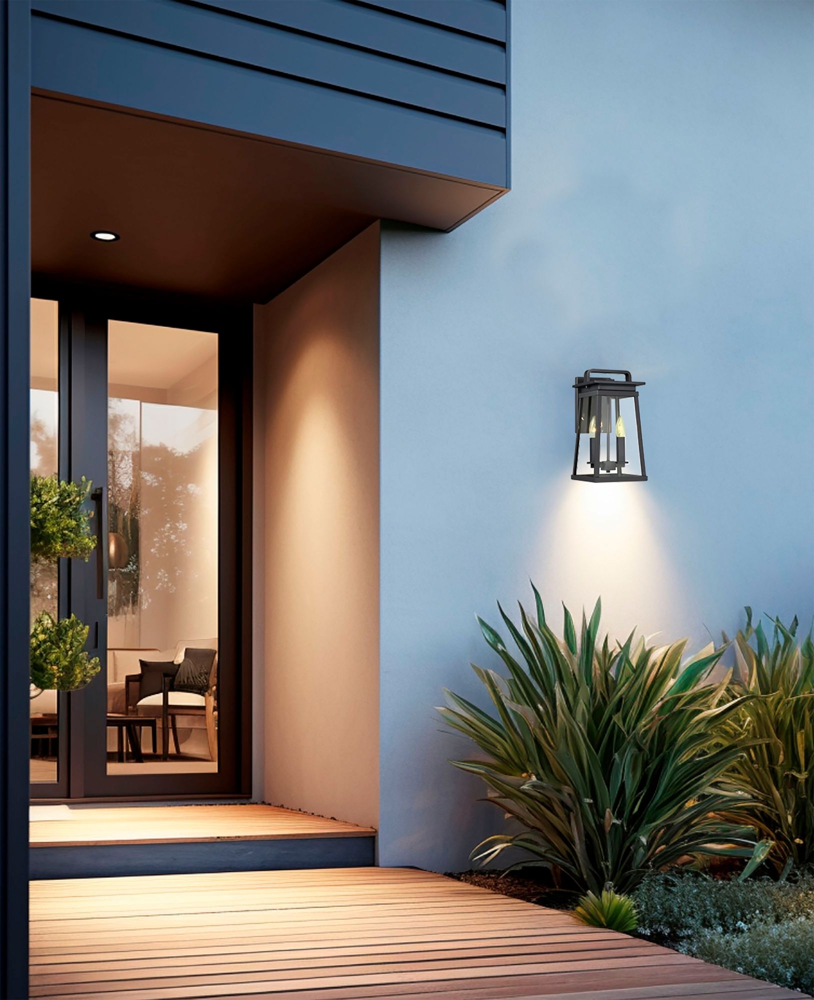 Image 6 The Great Outdoors Isla Vista 2-Light Black 14-inch Outdoor Wall Mount more views