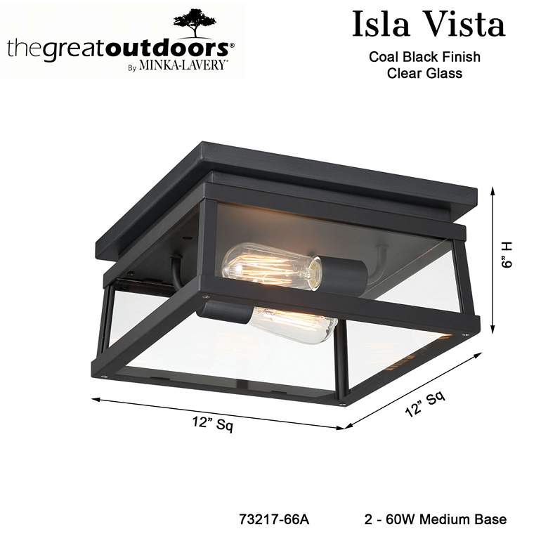 Image 6 The Great Outdoors Isla Vista 2-Light Black Outdoor Flush Mount more views