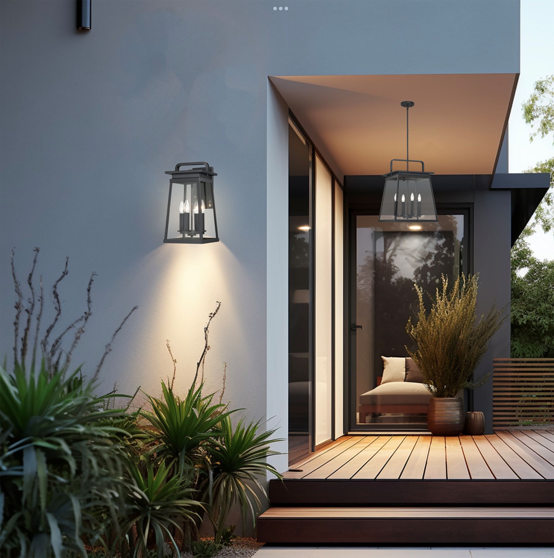 Image 4 The Great Outdoors Isla Vista 4-Light Black 30-inch Outdoor Wall Sconce more views