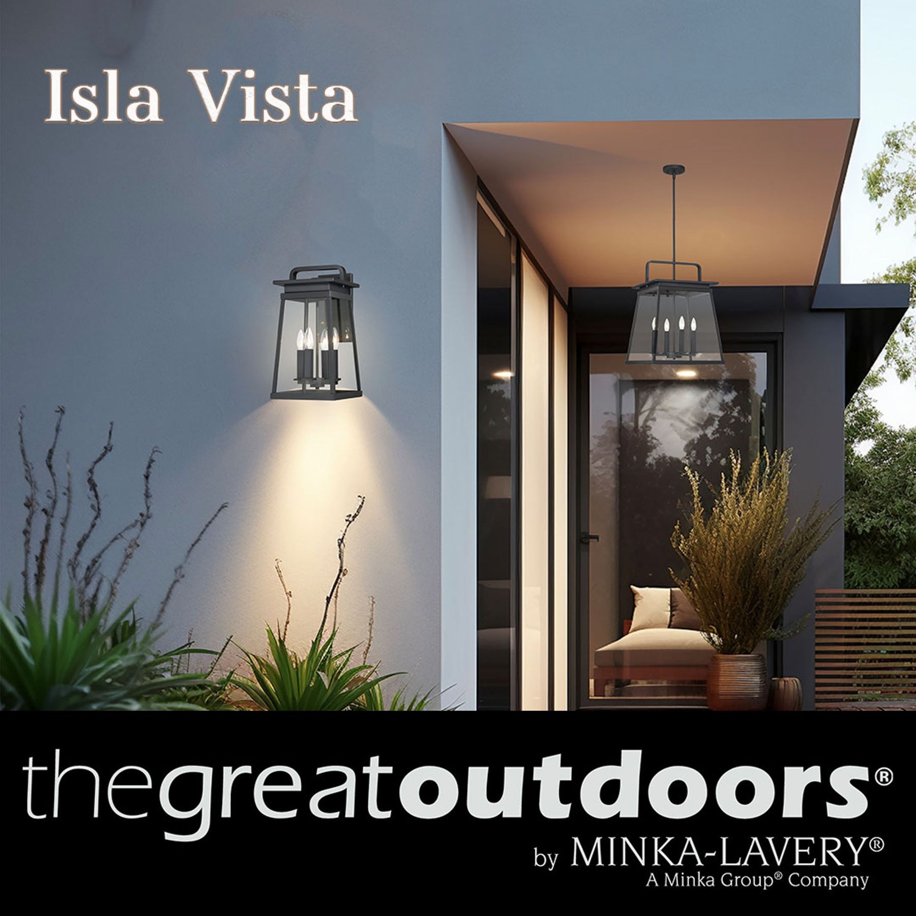 Image 7 The Great Outdoors Isla Vista 4-Light Black 30-inch Outdoor Wall Sconce more views