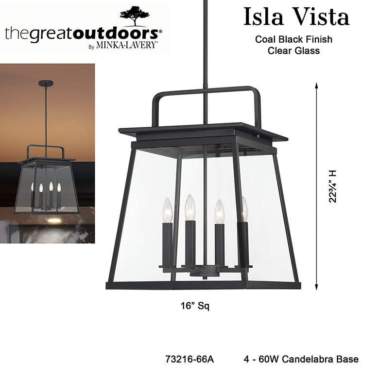 Image 6 The Great Outdoors Isla Vista 4-Light Black Outdoor Hanging Light more views