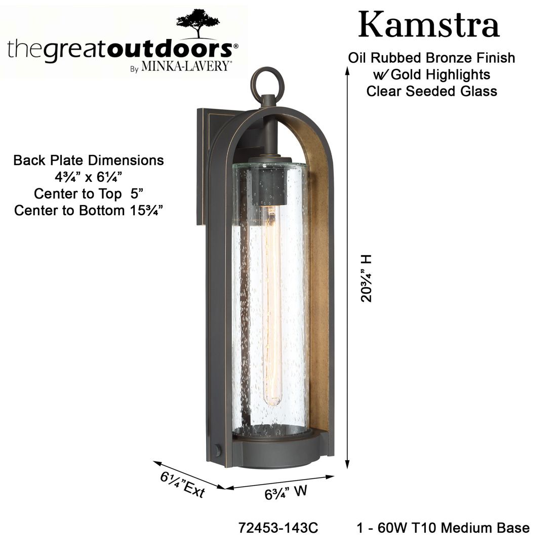 Image 7 The Great Outdoors Kamstra 1-Light Bronze and Gold OD Wall Mount more views