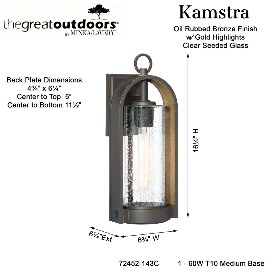 Image 6 The Great Outdoors Kamstra 1-Light Oil Rubbed Bronze Outdoor Wall Mount more views