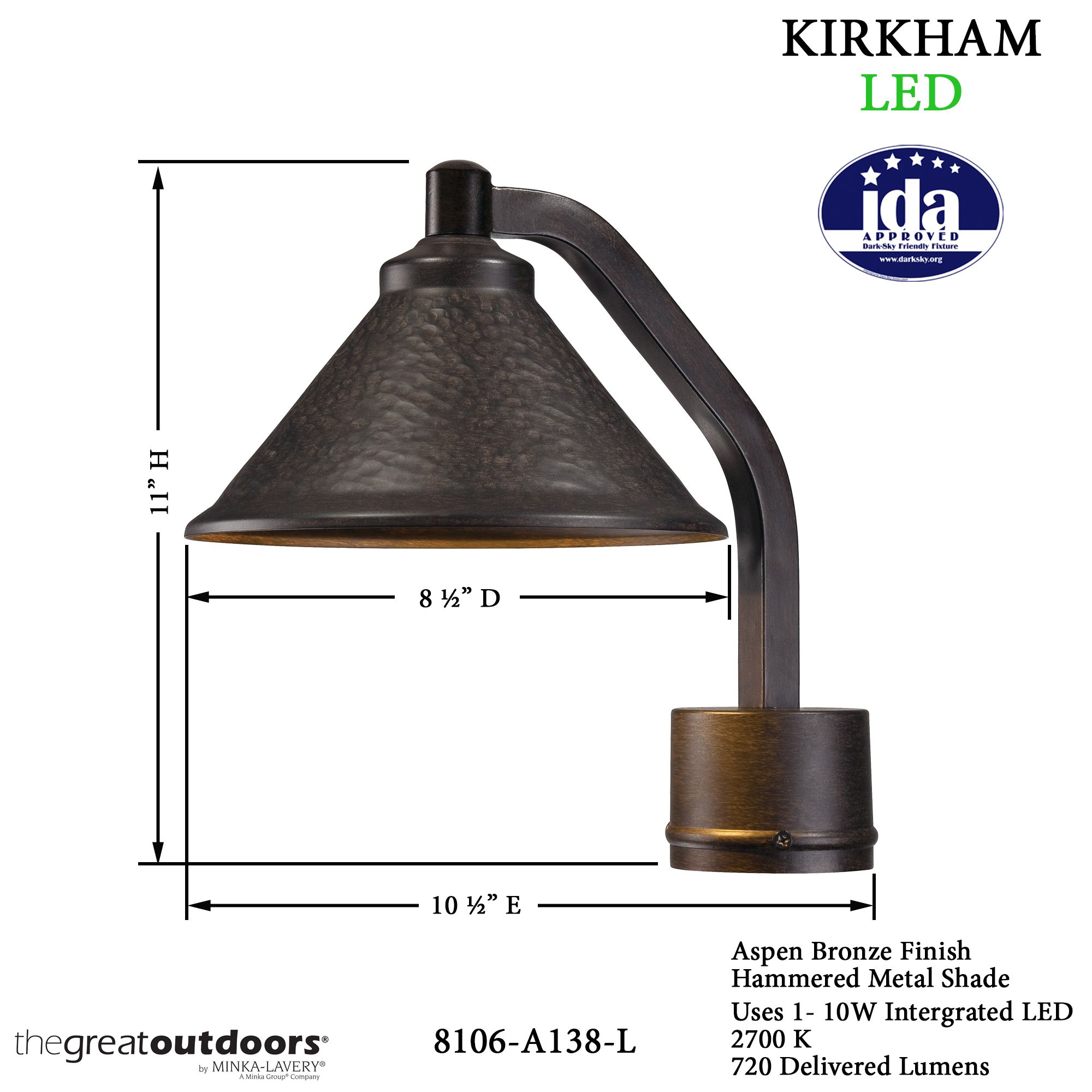 Image 6 The Great Outdoors Kirkham 1-Light Aspen Bronze Outdoor Post Mount more views