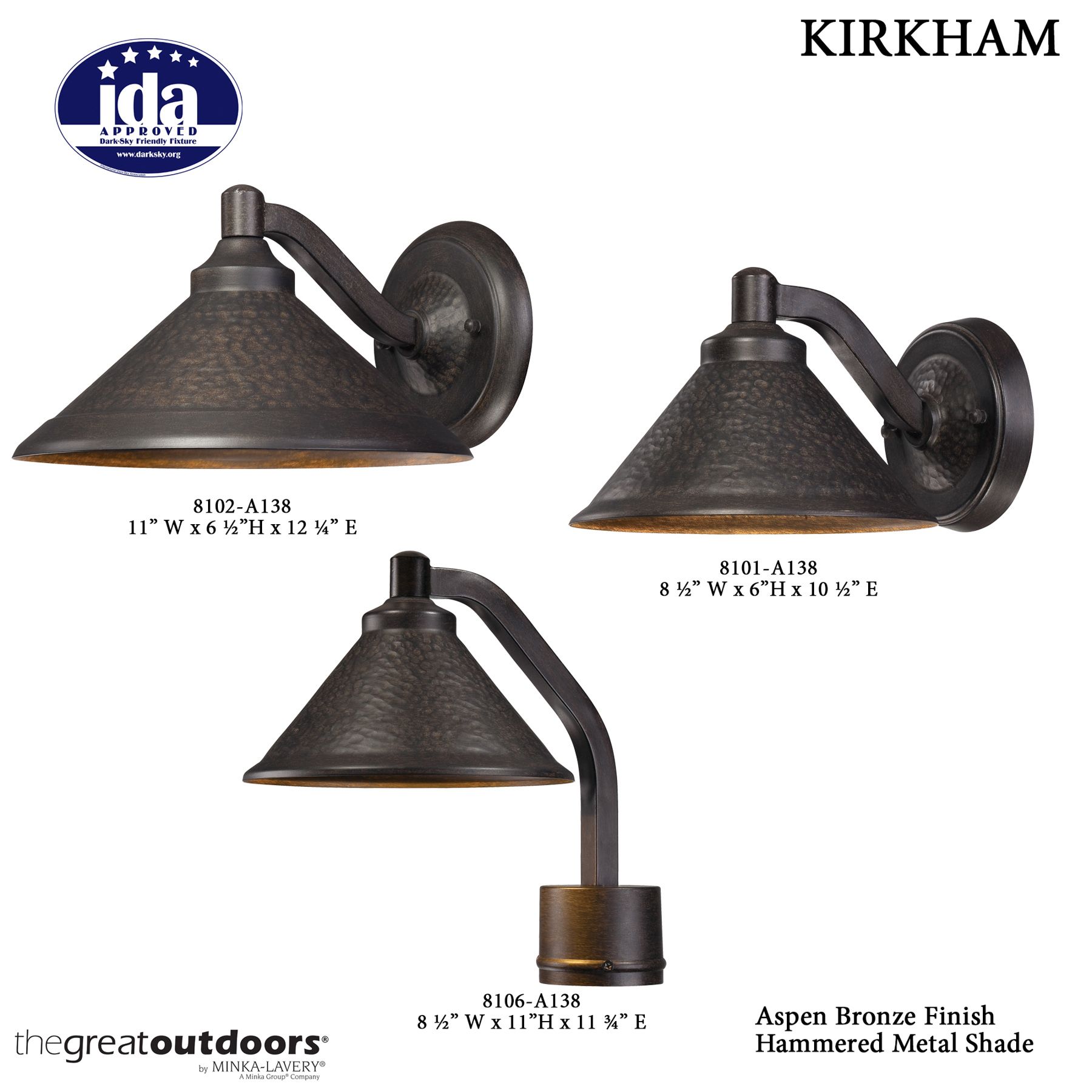 The Great Outdoors Kirkham 1-Light Aspen Bronze Outdoor Wall Mount in scene