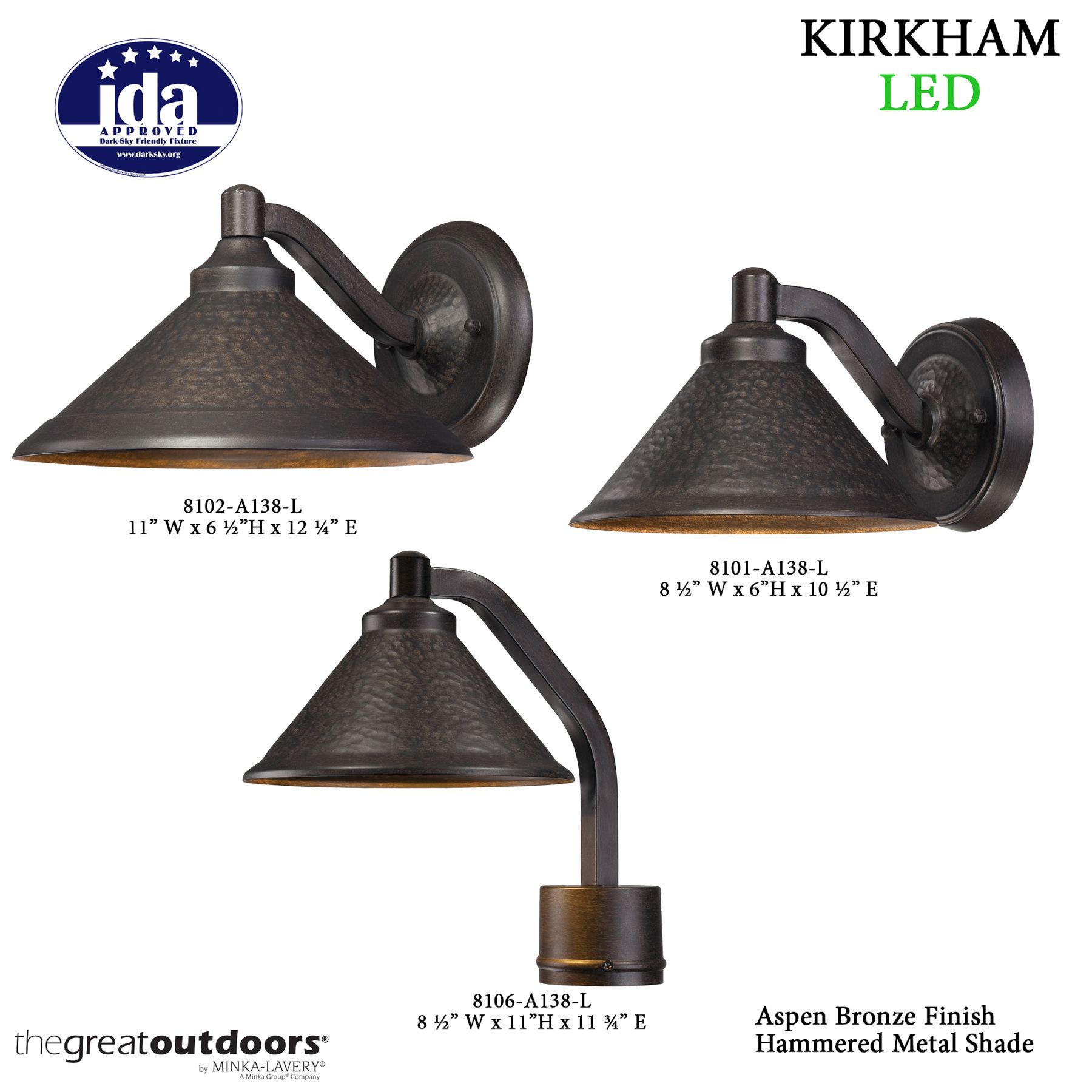 The Great Outdoors Kirkham 1-Light Aspen Bronze Outdoor Wall Mount in scene