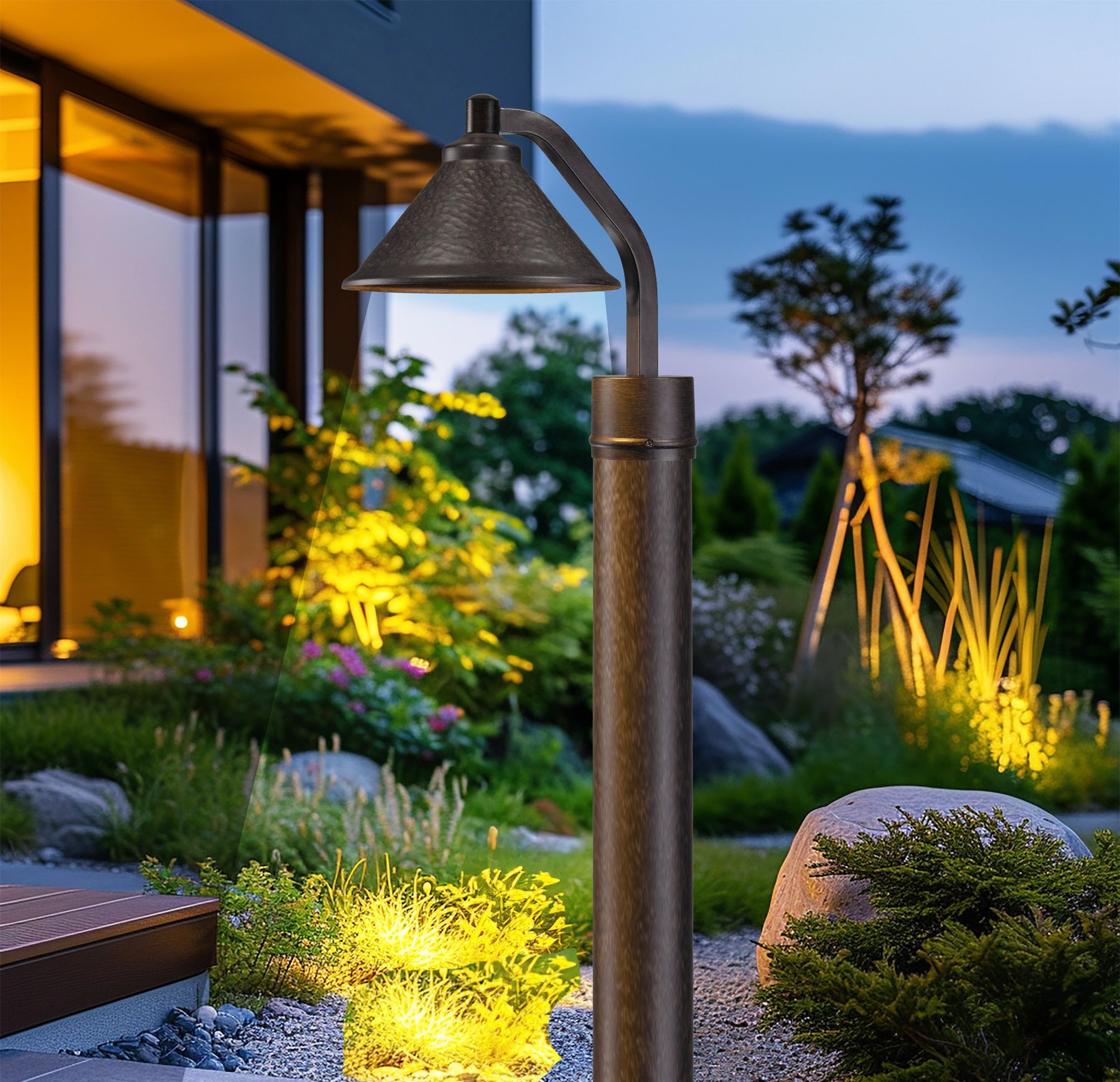 Image 4 The Great Outdoors Kirkham LED Aspen Bronze Outdoor Post Mount Lantern more views