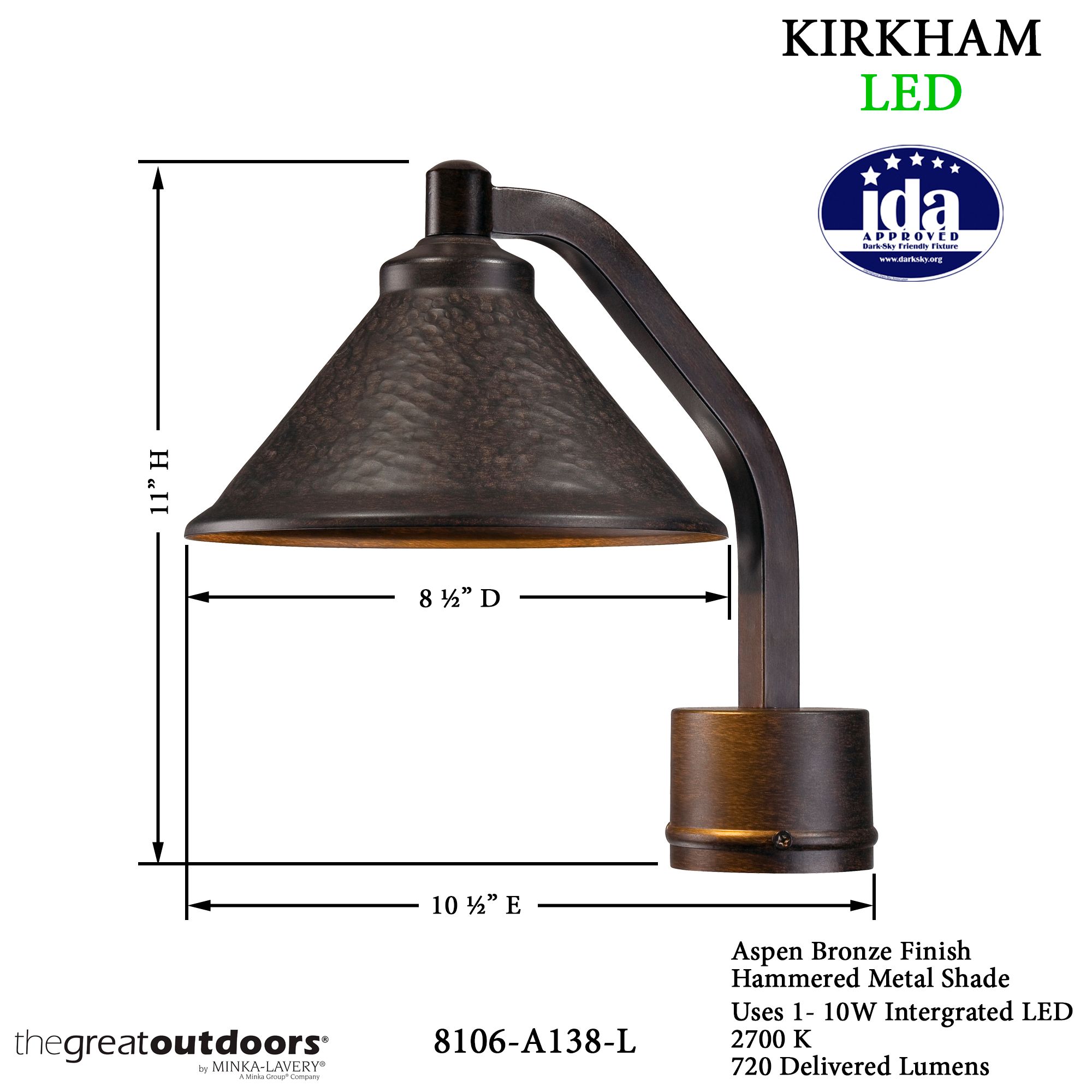 Image 6 The Great Outdoors Kirkham LED Aspen Bronze Outdoor Post Mount Lantern more views