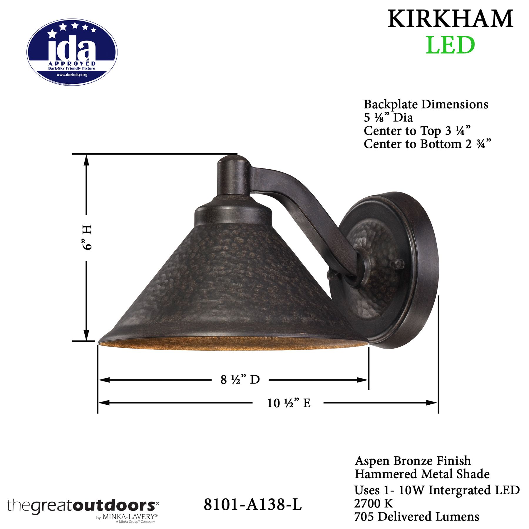 Image 6 The Great Outdoors Kirkham LED Aspen Bronze Outdoor Wall Mount more views