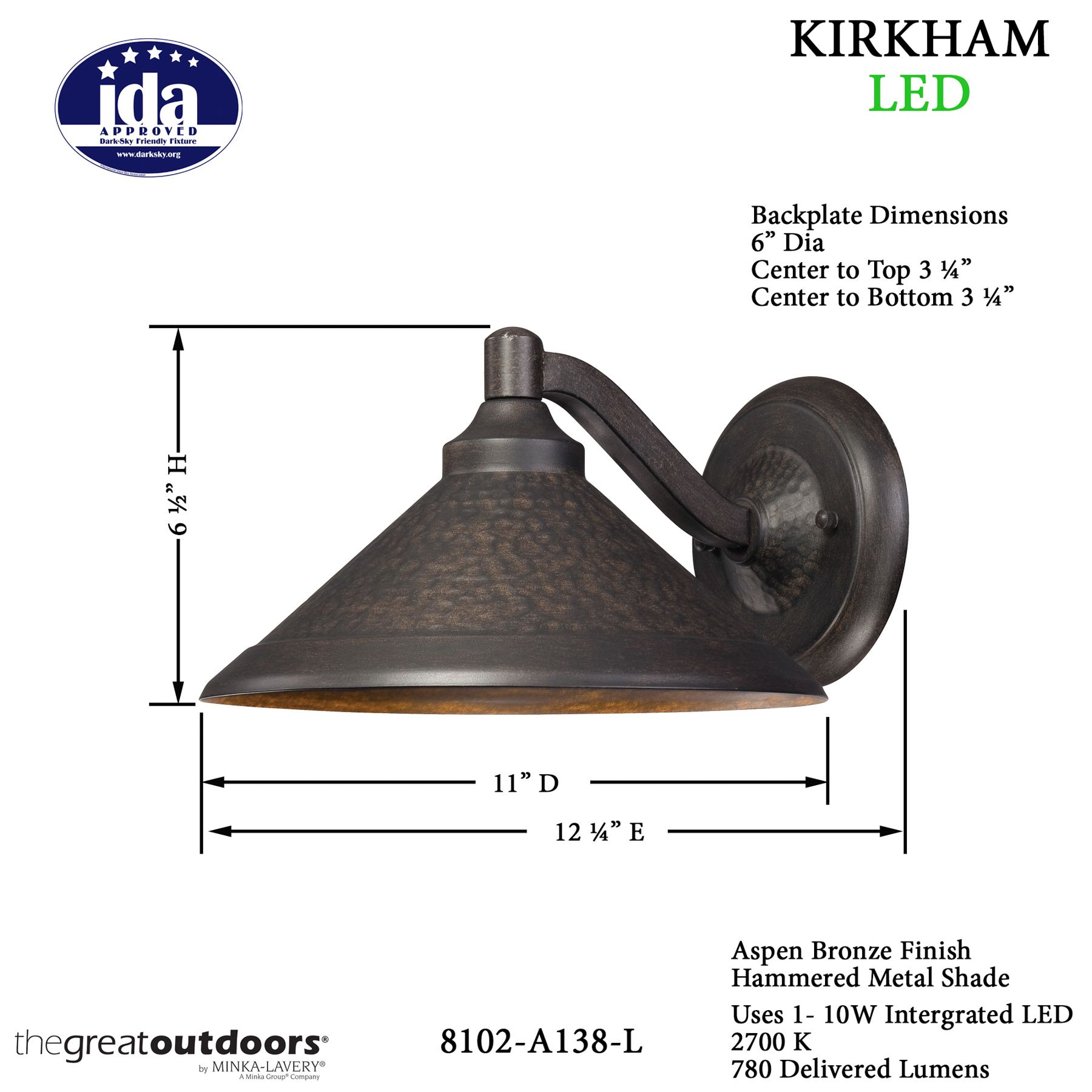 Image 6 The Great Outdoors Kirkham LED Aspen Bronze Outdoor Wall Mount more views