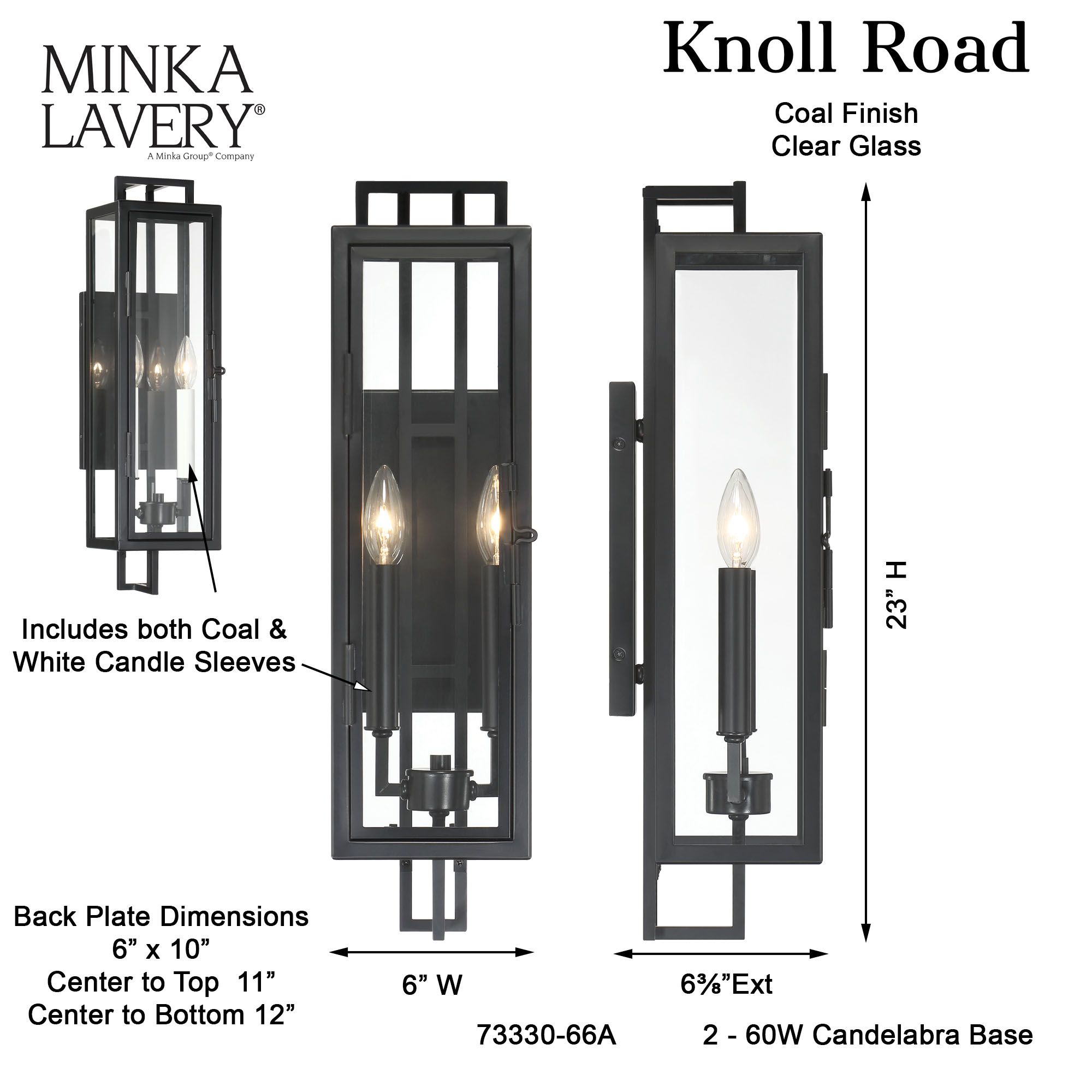 The Great Outdoors Knoll Road 2-Light Black Outdoor Wall Mount