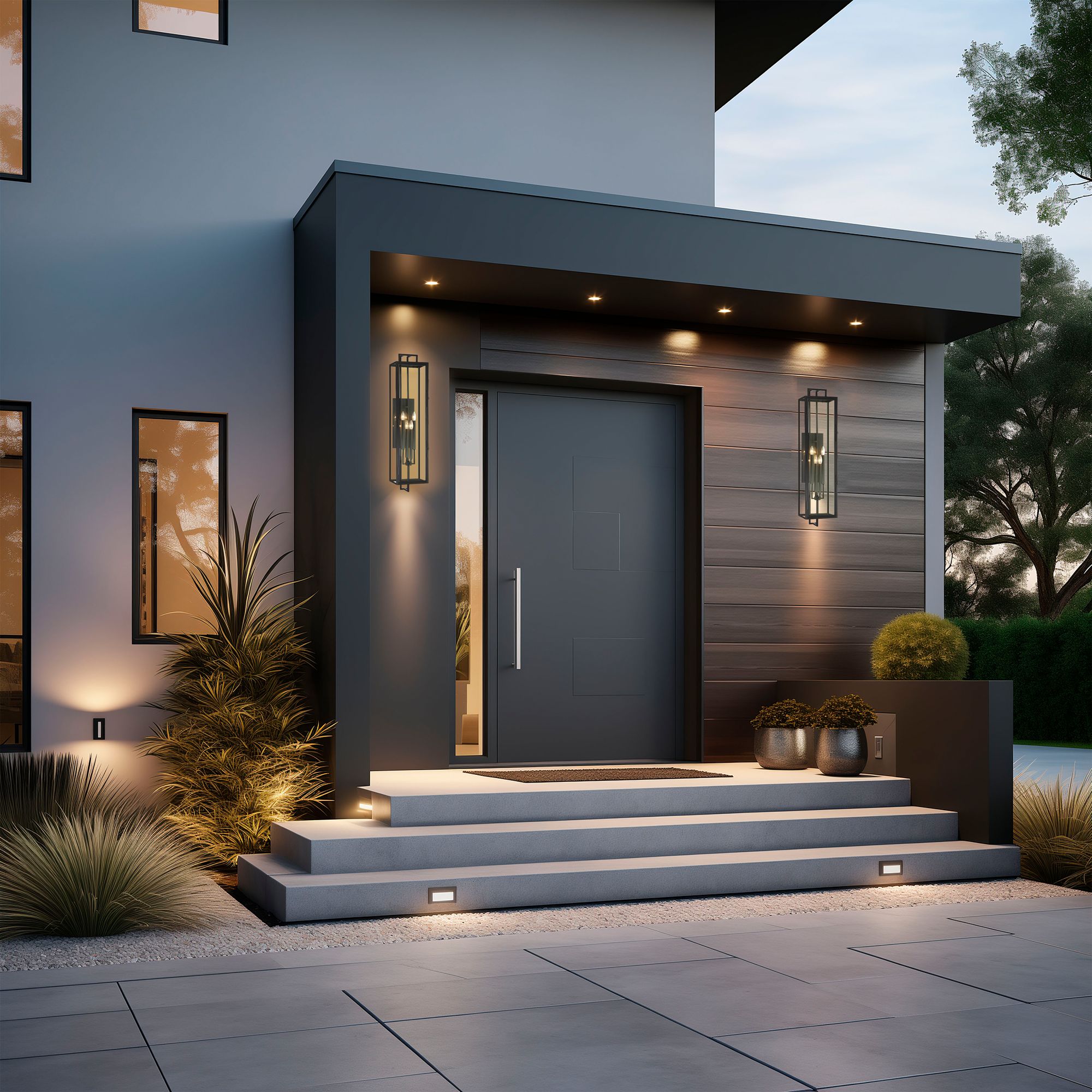 Image 2 The Great Outdoors Knoll Road 4-Light Black Outdoor Wall Mount more views