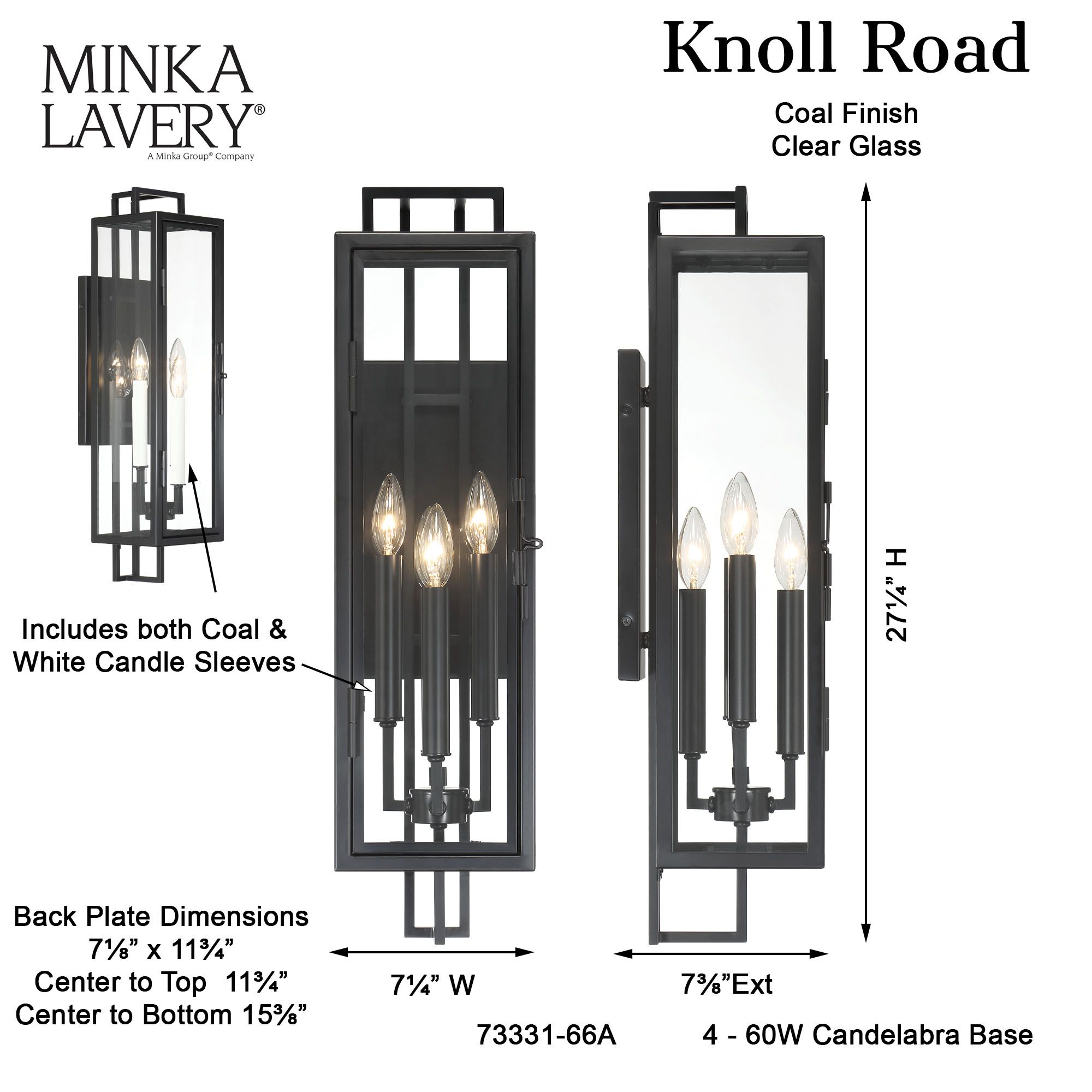 The Great Outdoors Knoll Road 4-Light Black Outdoor Wall Mount