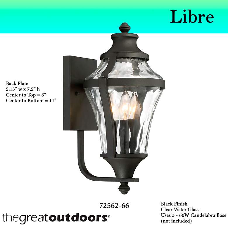Image 5 The Great Outdoors Libre 3-Light Black Outdoor Wall Mount more views