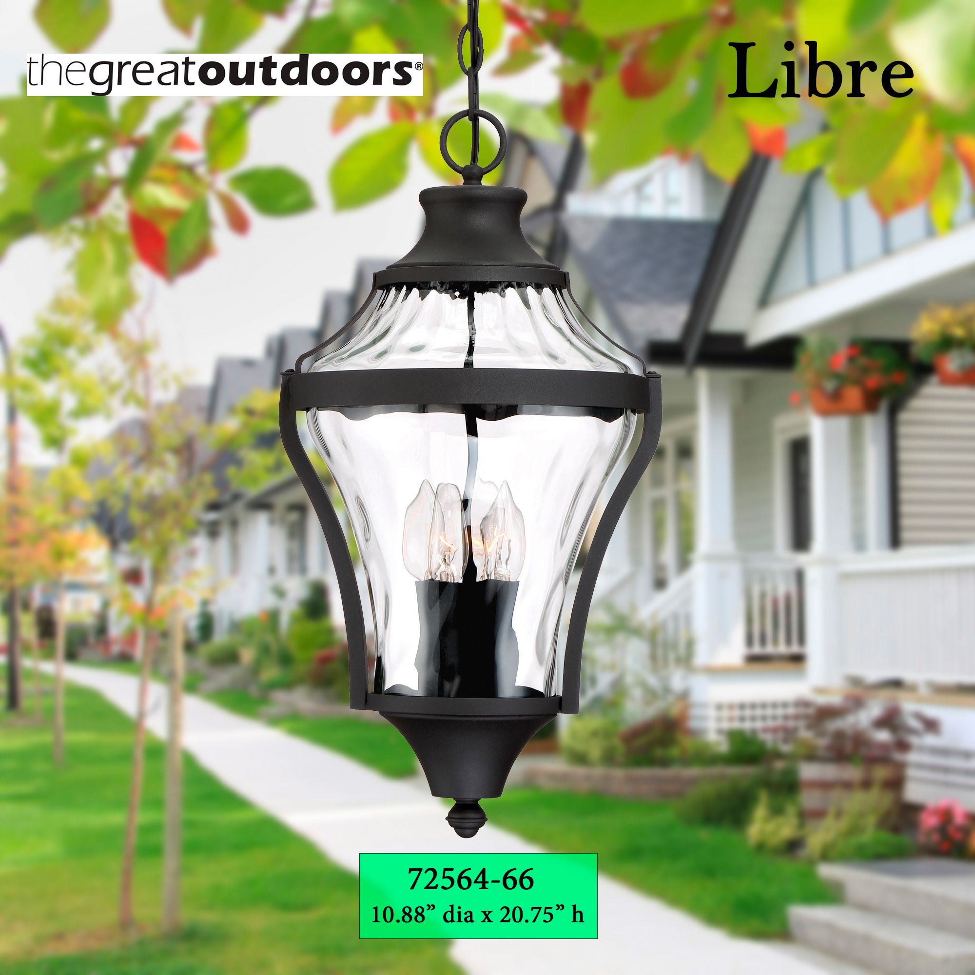 Image 4 The Great Outdoors Libre 4-Light Black Outdoor Chain Hung Lantern more views