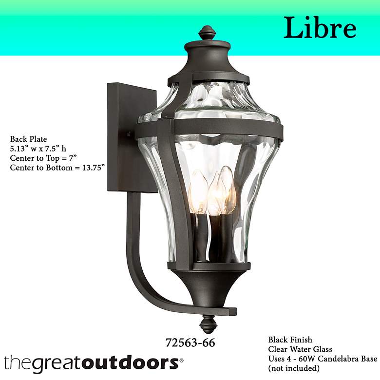 Image 5 The Great Outdoors Libre 4-Light Black Outdoor Wall Mount more views