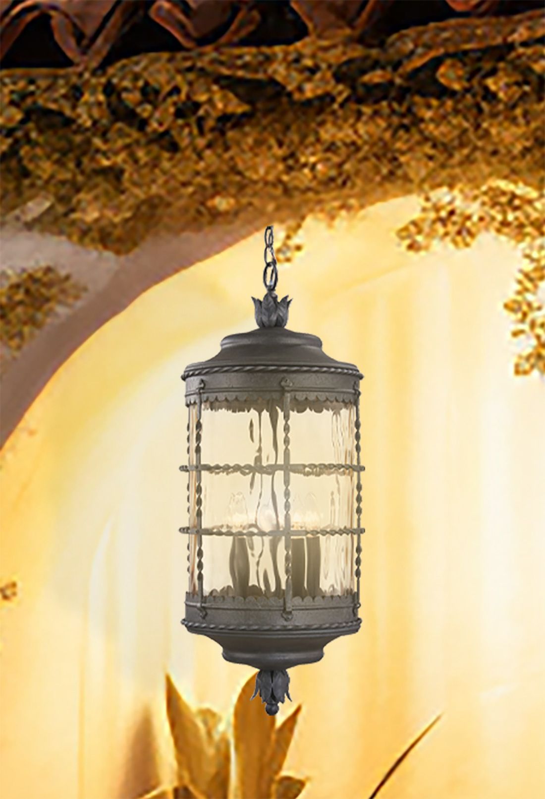 Image 3 The Great Outdoors Mallorca 5-Light Spanish Iron Outdoor Chain Hung Lantern more views