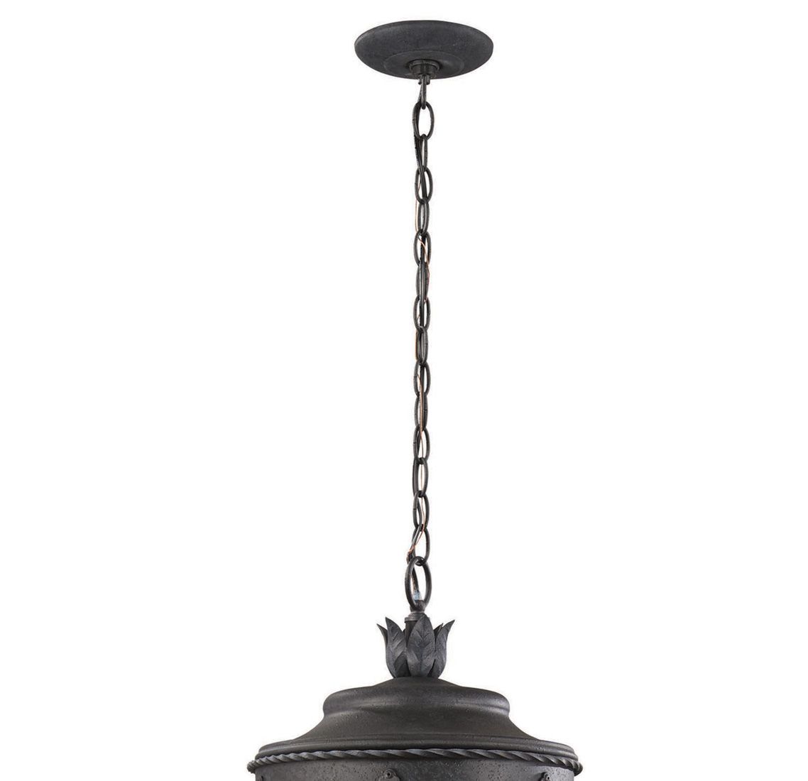 The Great Outdoors Mallorca 5-Light Spanish Iron Outdoor Chain Hung Lantern in scene