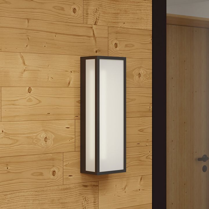 Image The Great Outdoors Marlborough LED 6-in Sand Coal Black Outdoor Wall Sconce