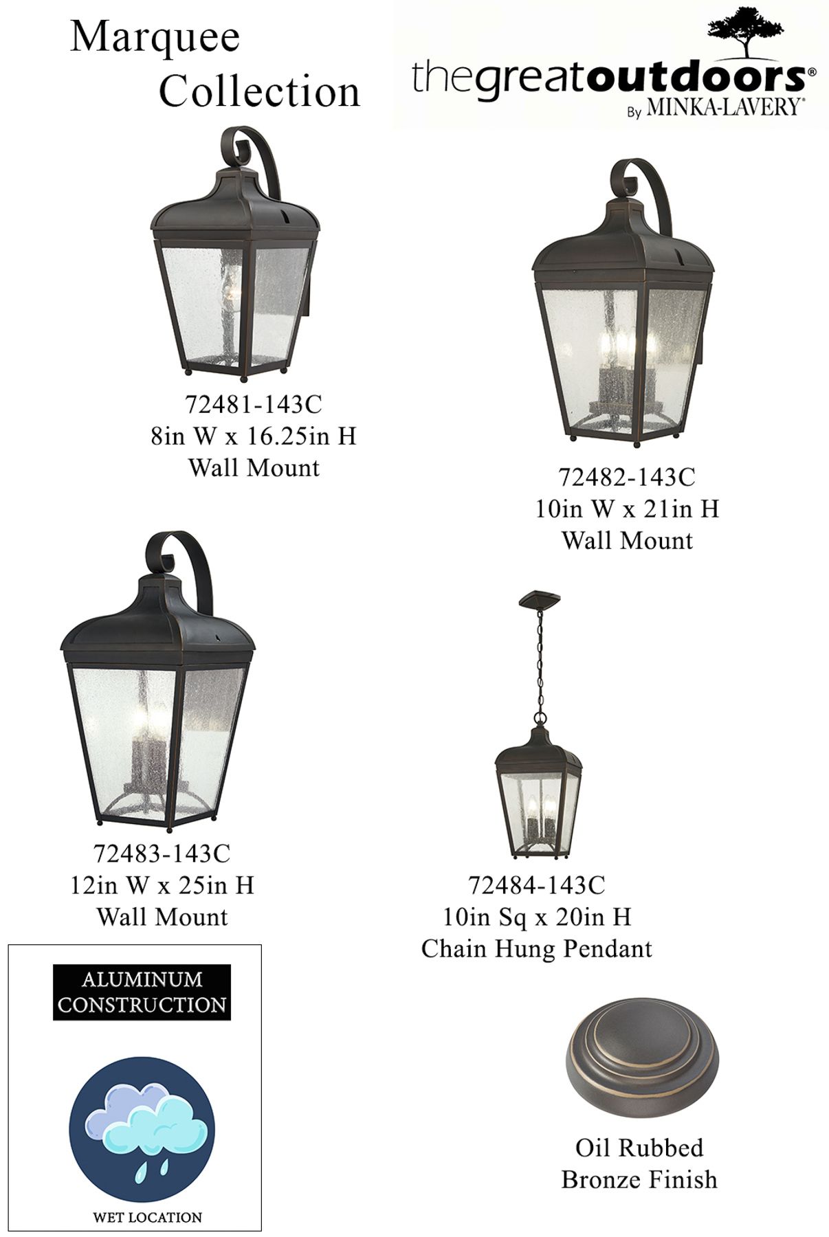 Image 5 The Great Outdoors Marquee 4-Light Oil Rubbed Bronze Outdoor Wall Mount more views