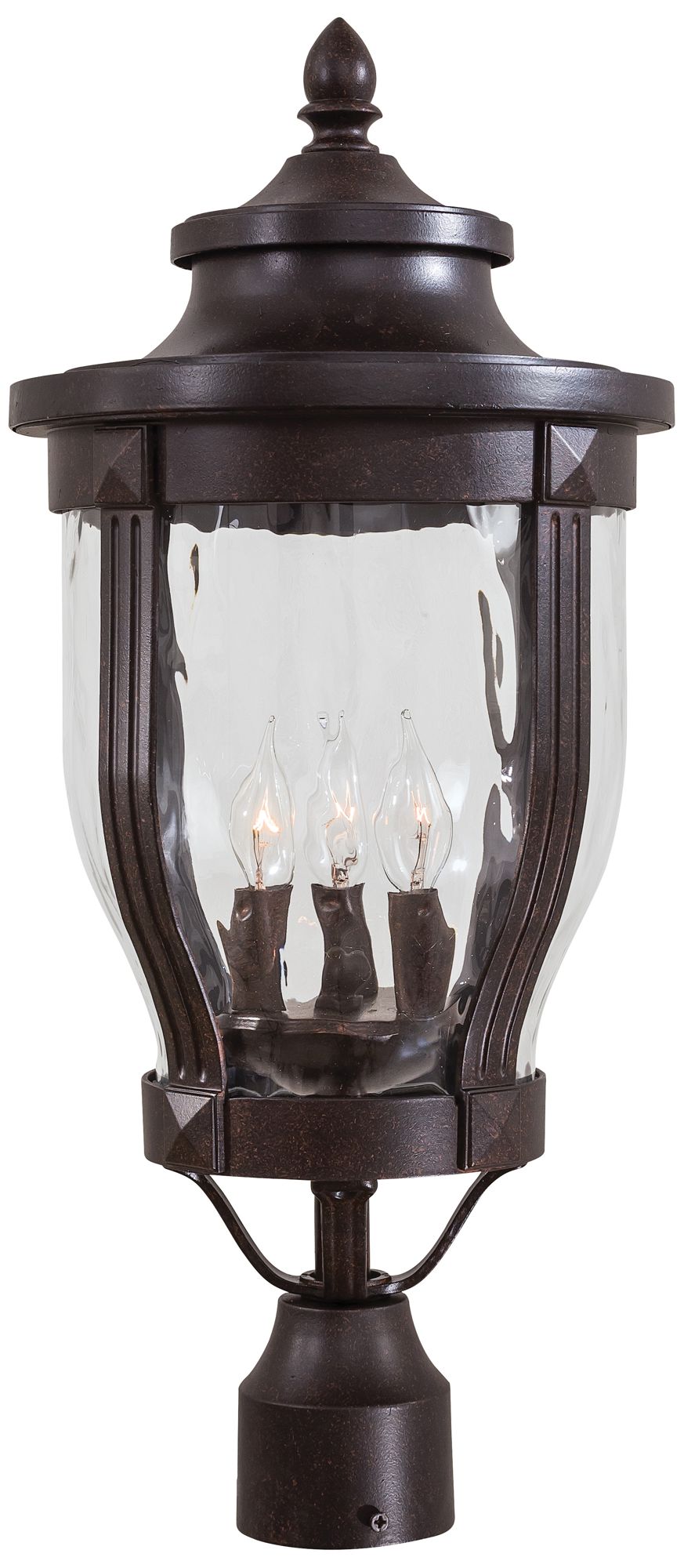 The Great Outdoors Merrimack 3-Light Corona Bronze Outdoor Post Mount