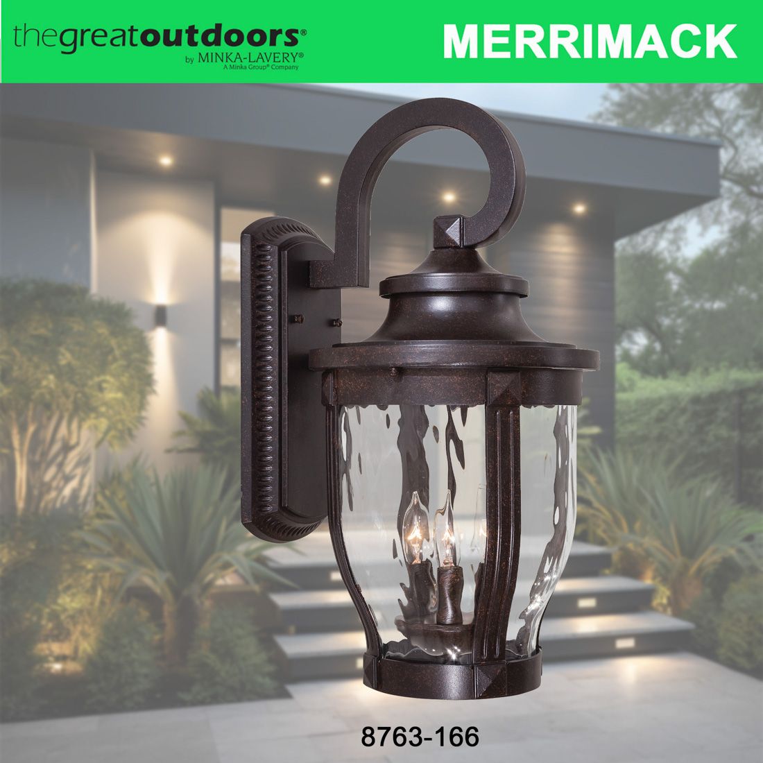 Image 4 The Great Outdoors Merrimack 3-Light Corona Bronze Outdoor Wall Mount more views