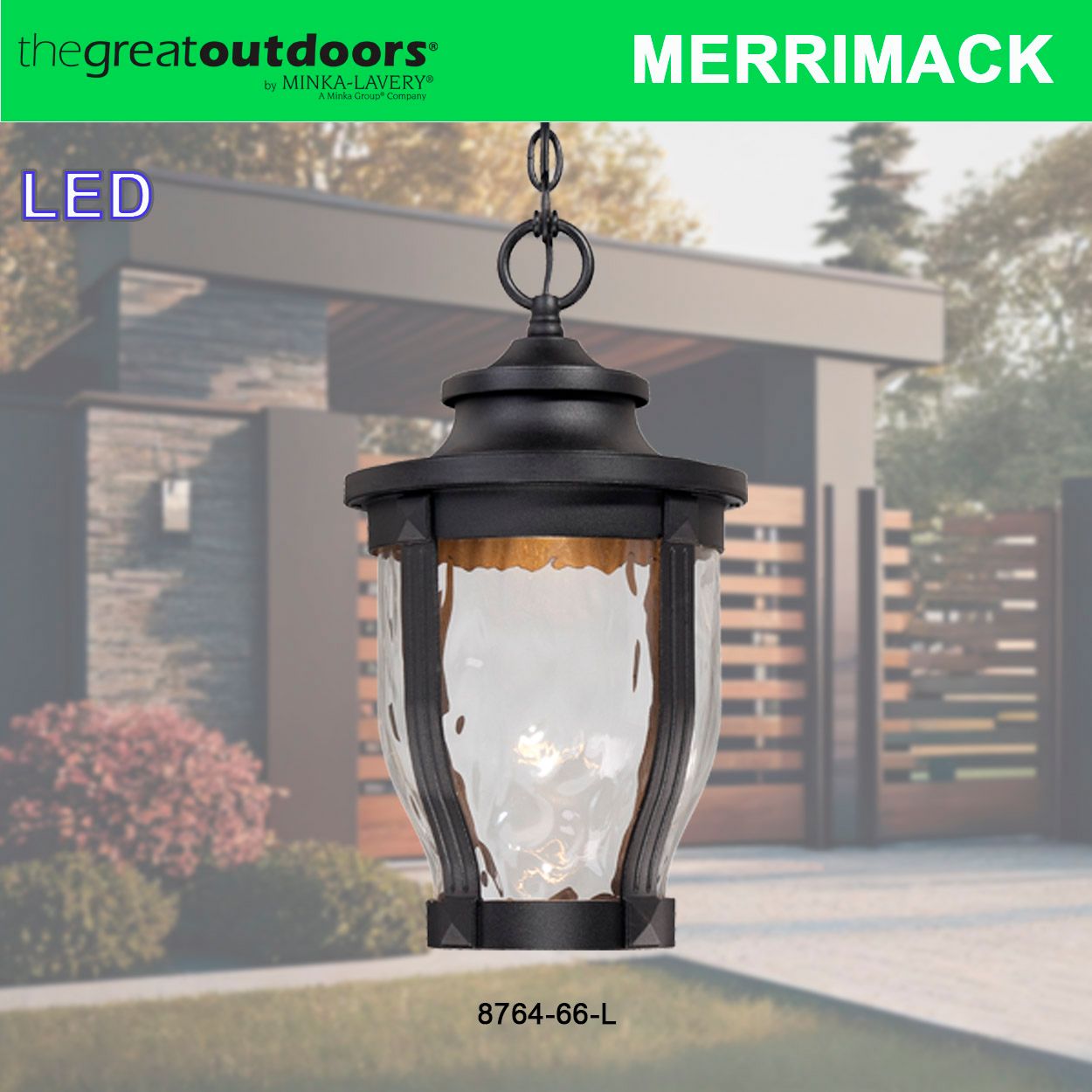 Image 3 The Great Outdoors Merrimack LED 1-Light Black OD Chain Hung lantern more views