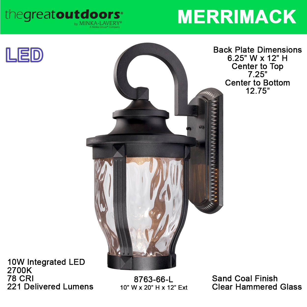 Image 7 The Great Outdoors Merrimack LED 1-Light Black OD Wall Mount more views
