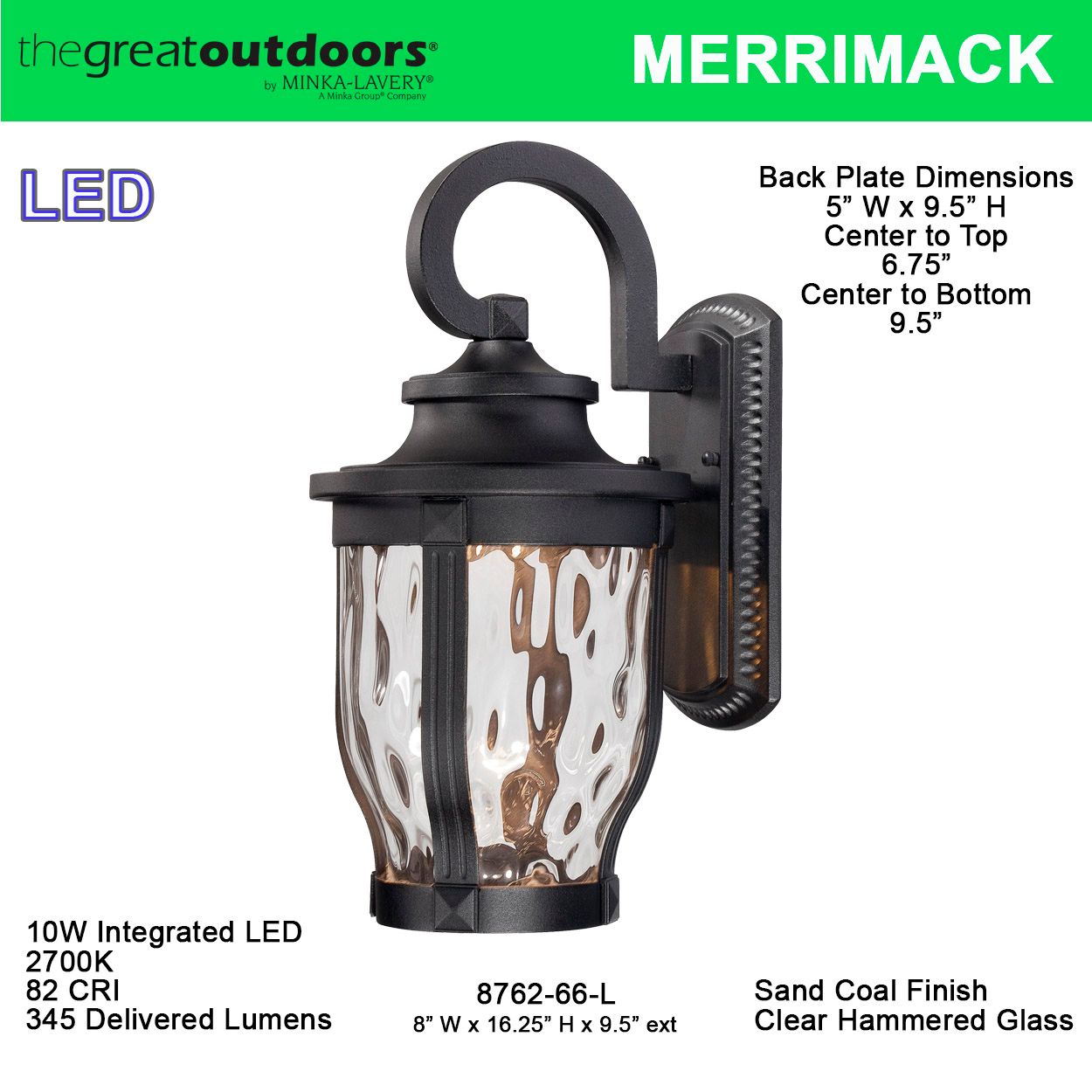 Image 7 The Great Outdoors Merrimack LED 1-Light Black OD Wall Mount more views