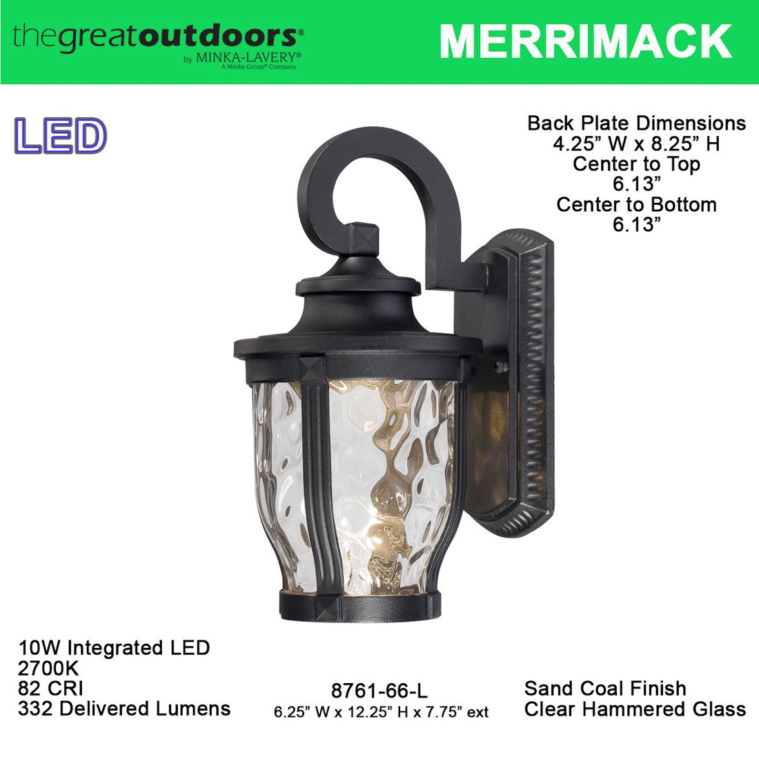 Image 7 The Great Outdoors Merrimack LED Black Outdoor Wall Mount more views