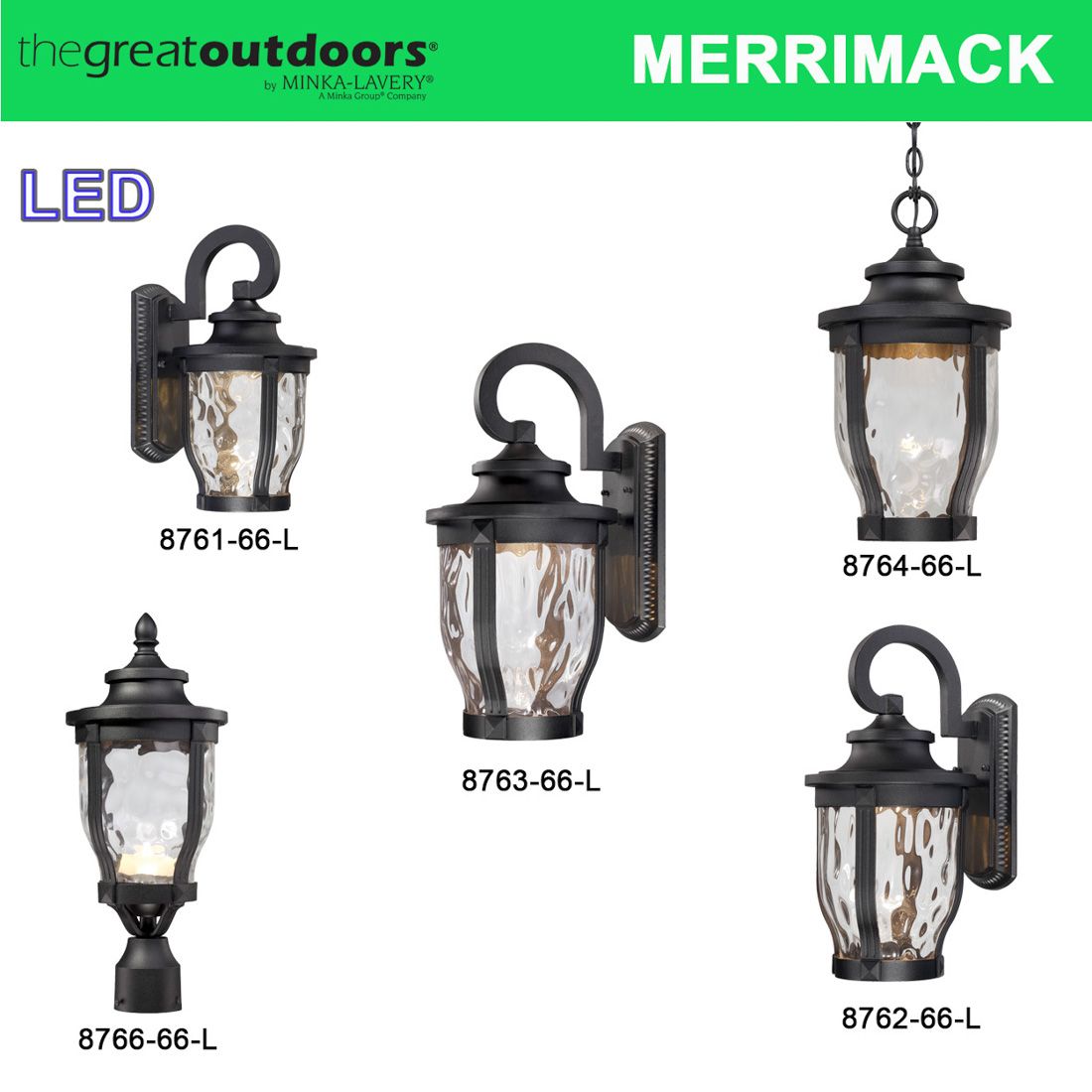 The Great Outdoors Merrimack LED Black Outdoor Wall Mount in scene