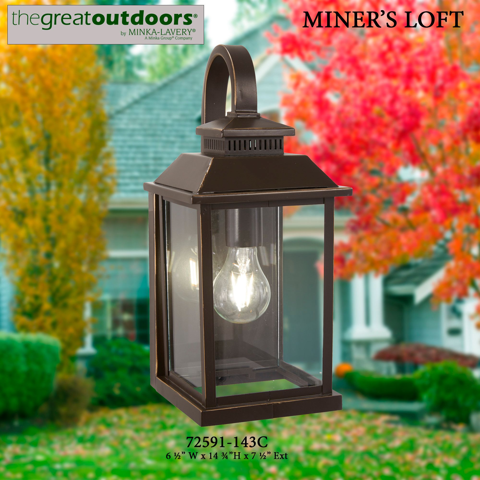 Image 4 The Great Outdoors Miner's Loft 1-Light Bronze and Gold Outdoor Wall Mount more views