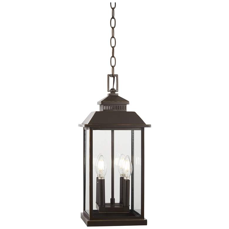 Image 1 The Great Outdoors Miner&#39;s Loft 4-Light Bronze and Gold OD Hung Lantern